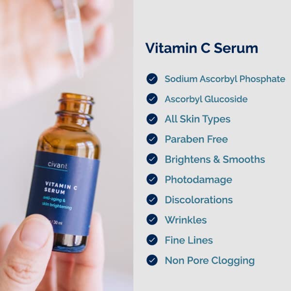 Best Vitamin C Serum for Face - Anti-Aging & Brightening with Hyaluronic Acid & Vitamin E - Paraben Free, Vegan & Cruelty Free (1 fl oz) - Perfect for Daily Skincare Routine & Dark Spot Reduction