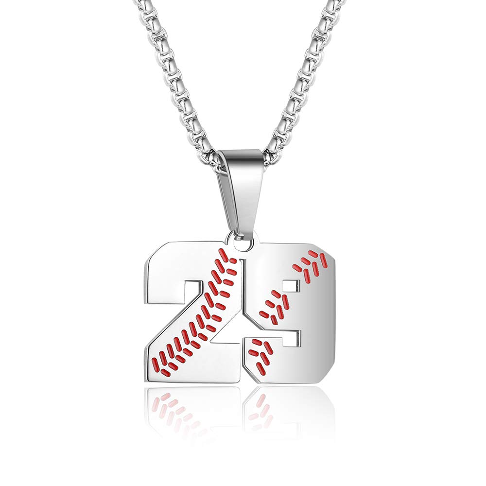 ZRAY Stainless Steel Baseball Jersey Number Necklace - Custom Number Pendant for Men & Women | Sports Jewelry Gift for Players & Fans