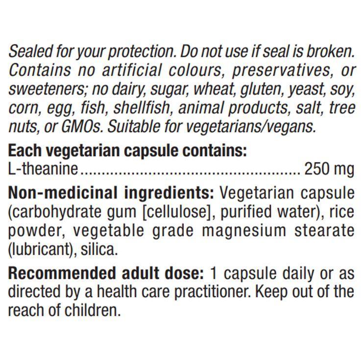Natural Factors L-Theanine 250mg - 90 Vegetarian Capsules for Stress Relief, Focus & Relaxation - Perfect for Anxiety, Meditation & Better Sleep