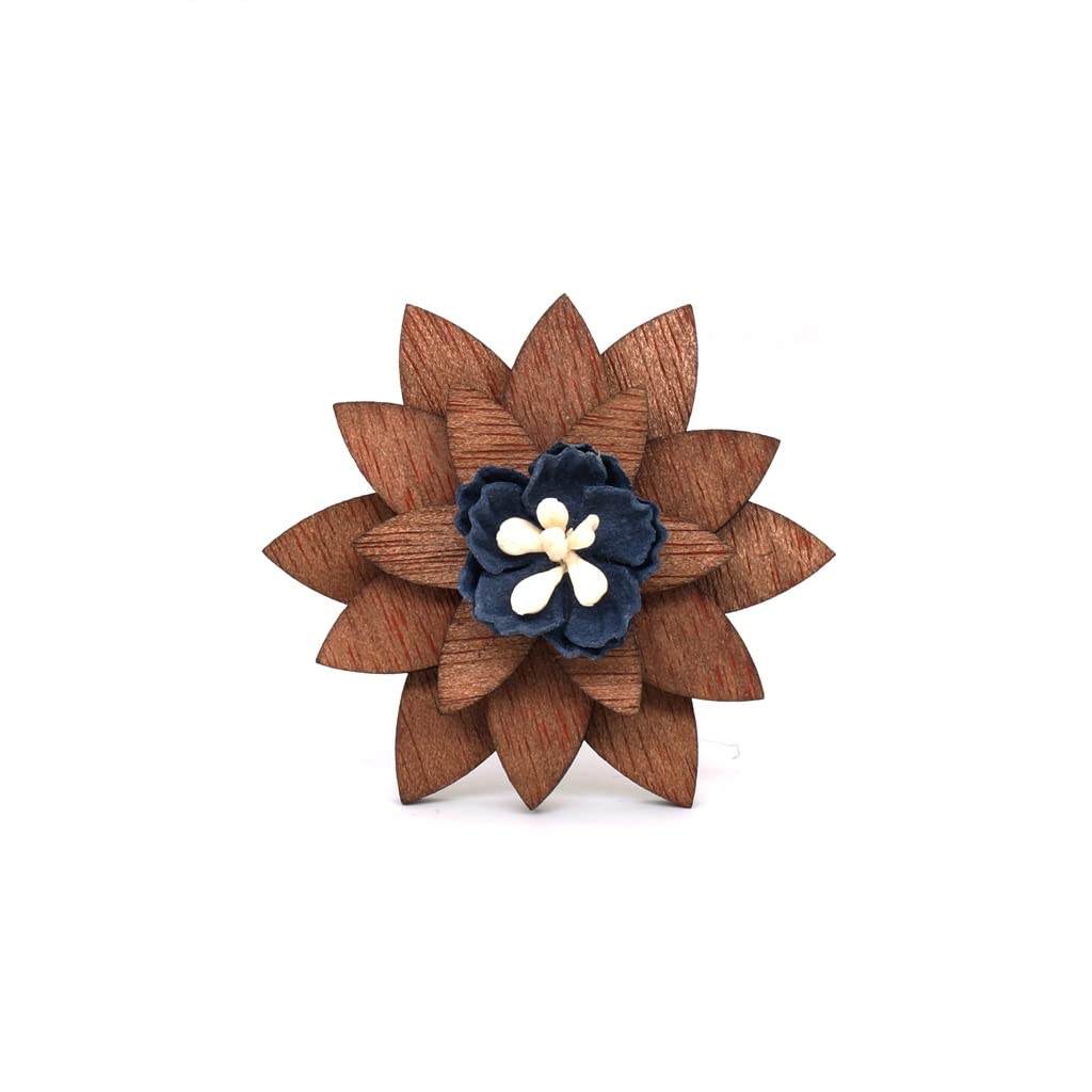Elegant Wooden Flower Brooch Pins for Men & Women - Vintage Lapel Pin Collar Badge - 5x5cm Wedding, Party & Office Fashion Accessories - Perfect for Suits, Dresses & Formal Attire