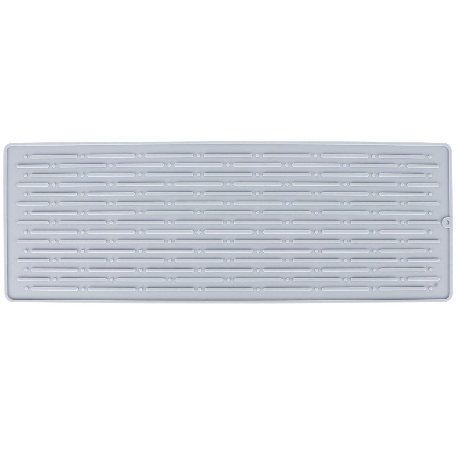 Non-Slip Silicone Dish Drying Mat with 4 Drain Holes - Heat Resistant & Easy Clean Kitchen Counter Mat for Sink, Bar, Bottles, Cups - Perfect for Drying Dishes, Utensils & Glassware