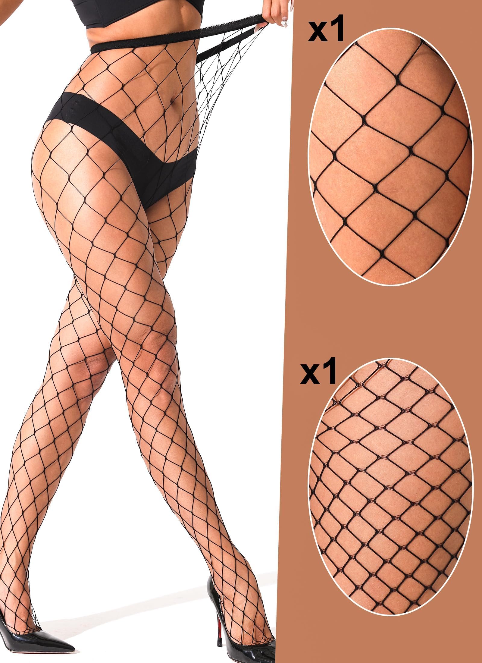 Plus Size Fishnet Tights for Women - High Waist Sexy Pantyhose Stockings - Perfect for Halloween, Cosplay, and Night Out Outfits