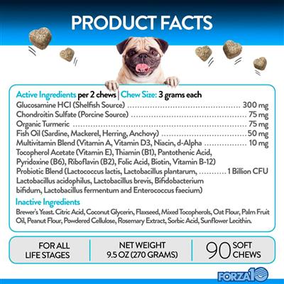Forza10 Multifunctional Dog Supplement Chews - Supports Joint Health, Digestion & Immunity - Ideal for Active Dogs & Senior Pets