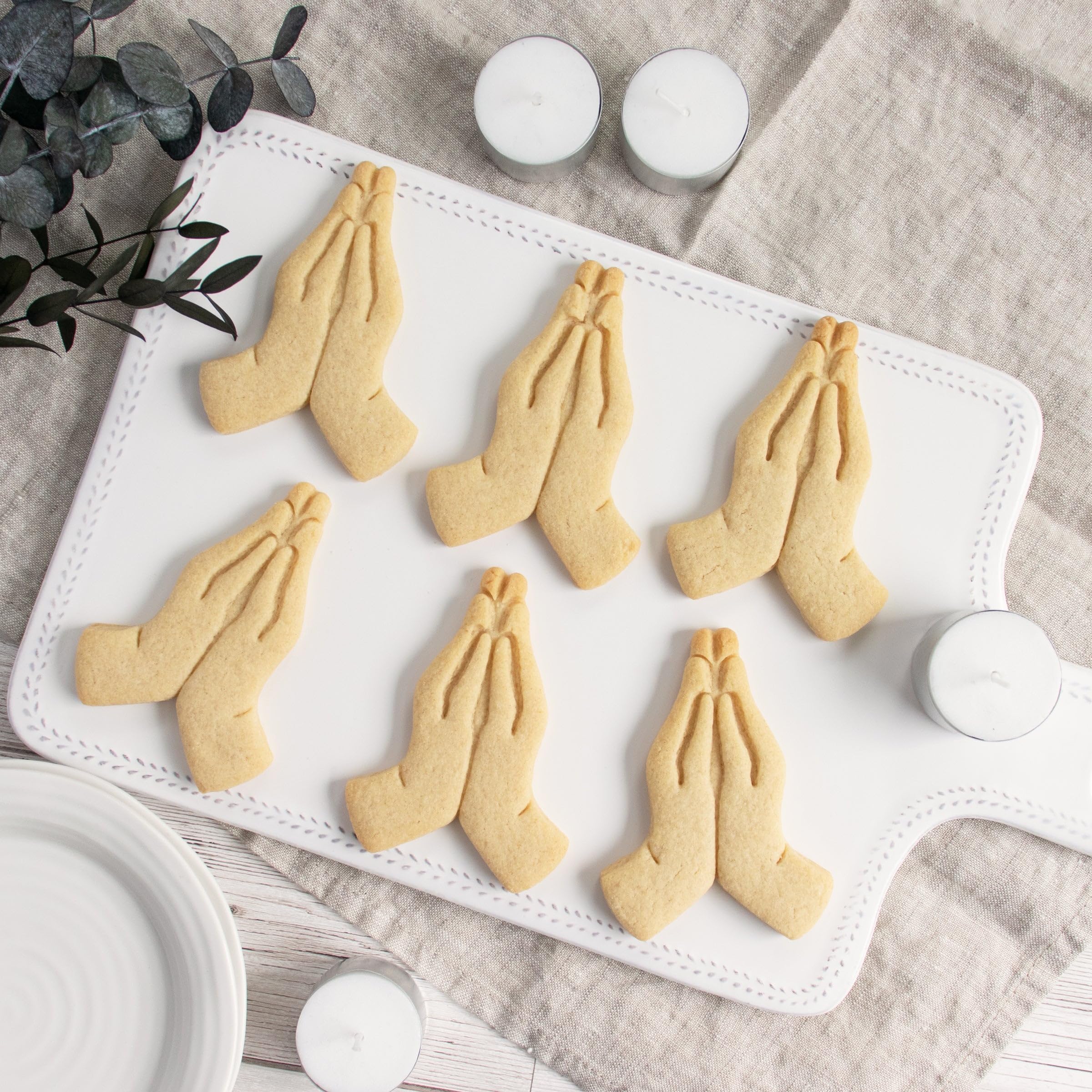 Namaste Hands Cookie Cutter - 1 Piece Stainless Steel Indian Yoga-Themed Baking Tool for Diwali, Holi & Meditation Cookies - Perfect for Festive Baking, DIY Decorations & Spiritual Events