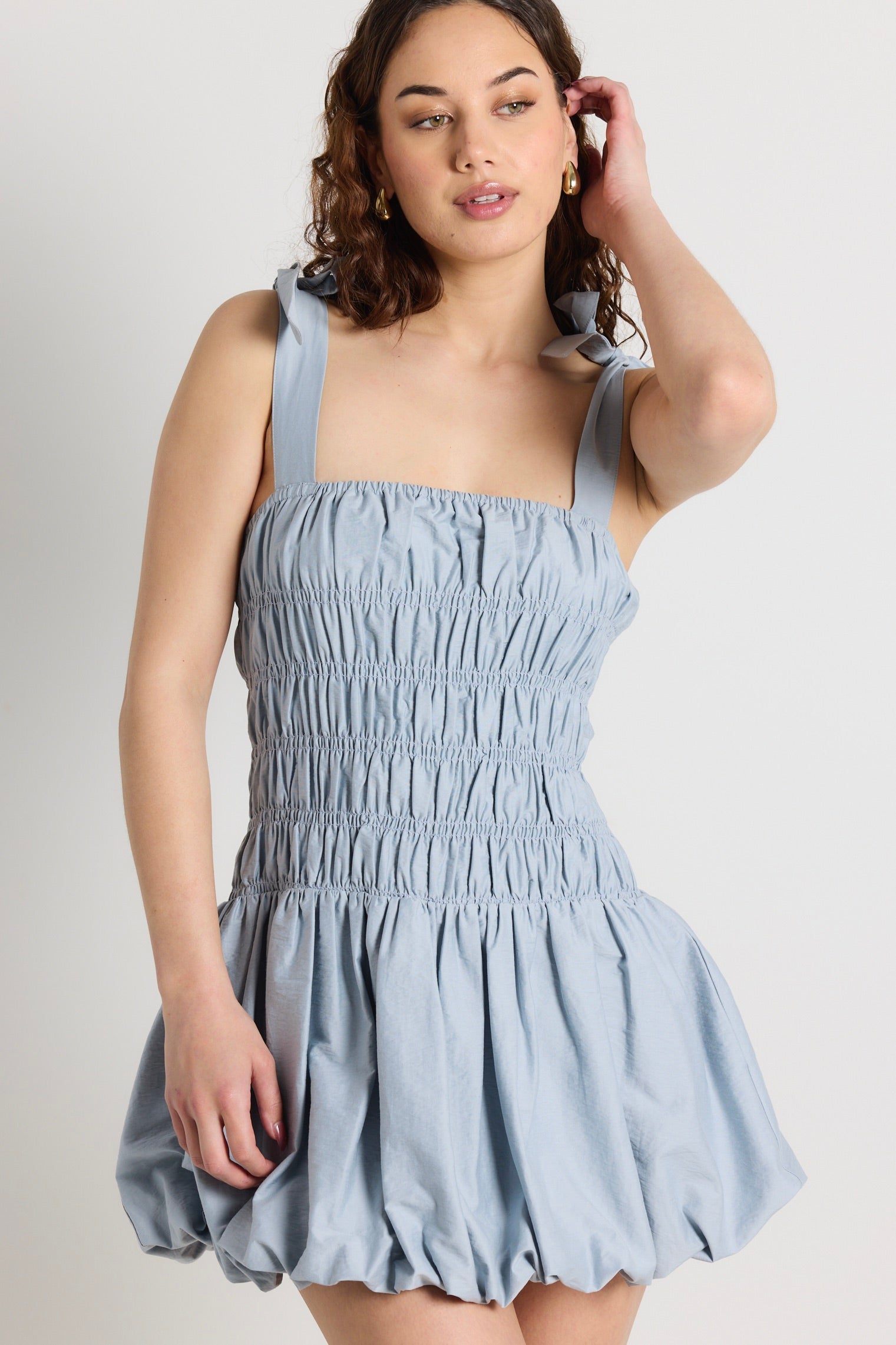 Cornflower Blue Bubble Skirt Mini Dress for Women - Flowy Party Cocktail Dress for Night Out, Date Night & Summer Vacations