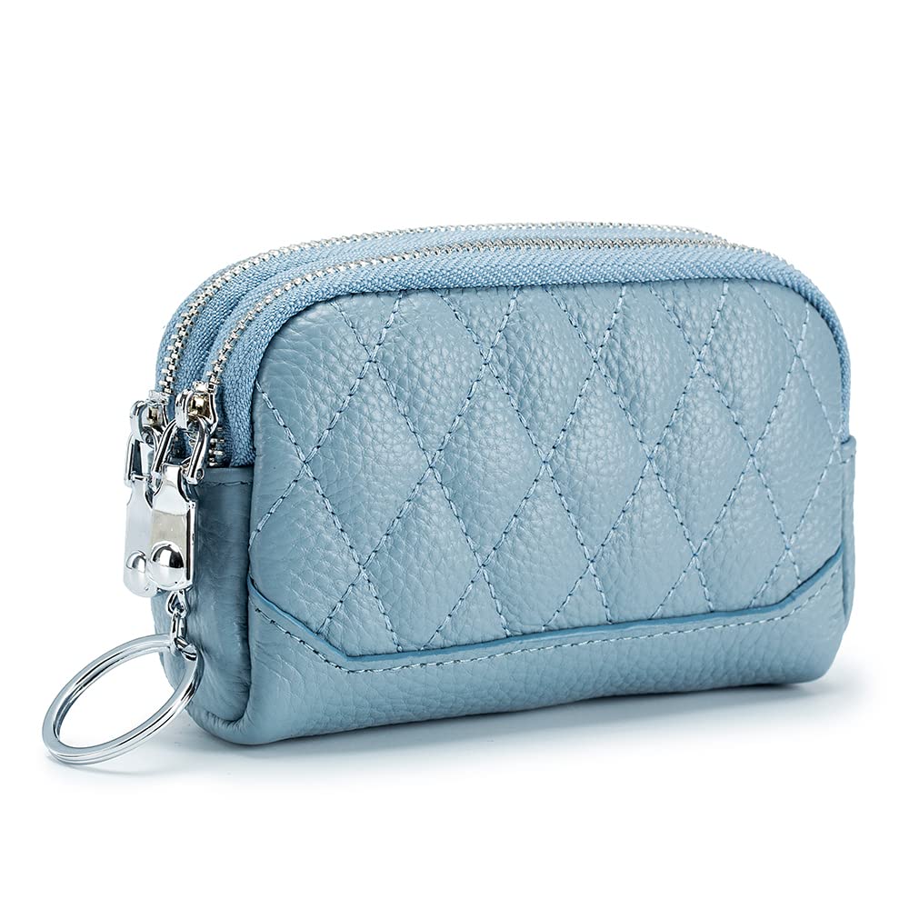 Genuine Leather Small Coin Purse Wallet for Women - Compact Change Holder with Keychain Ring - Perfect for Keys, Coins & Cards | Travel, Shopping & Everyday Use
