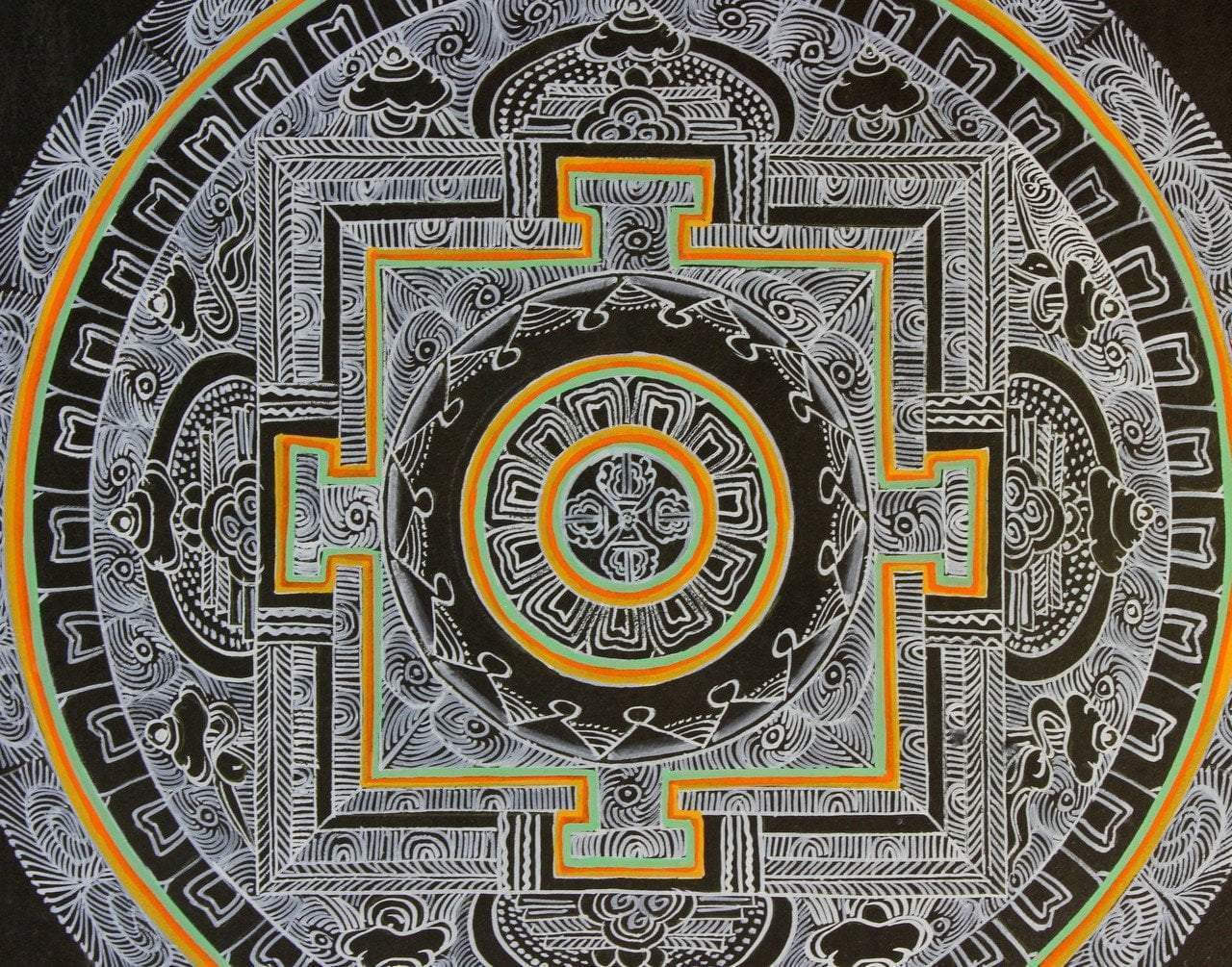 Hand Painted Mandala Thangka with Dorje Design - Tibetan Buddhist Wall Art for Meditation & Spiritual Decor