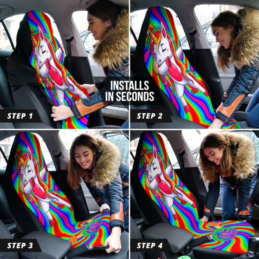 Rainbow Unicorn LGBT Pride Car Seat Covers - Soft Universal Fit for Cars, Trucks & SUVs - Perfect for Pride Parades, Road Trips & LGBTQ+ Supporters