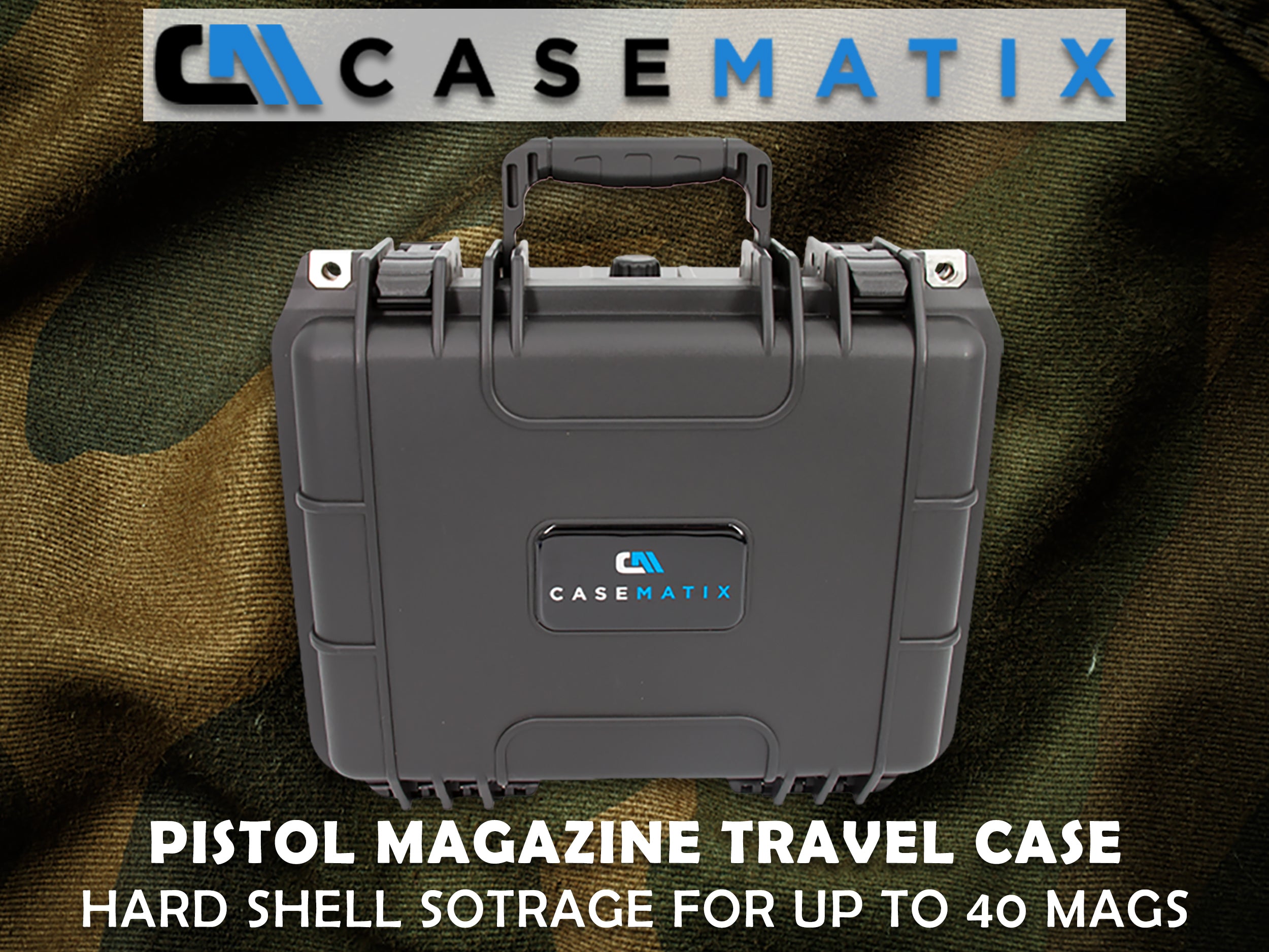 CASEMATIX 40 Pistol Magazine Storage Case - TSA Approved Waterproof Gun Magazine Holder for 40 9mm Magazines with Easy Tear Foam Tabs | Range Bag, Travel & Home Storage Solution