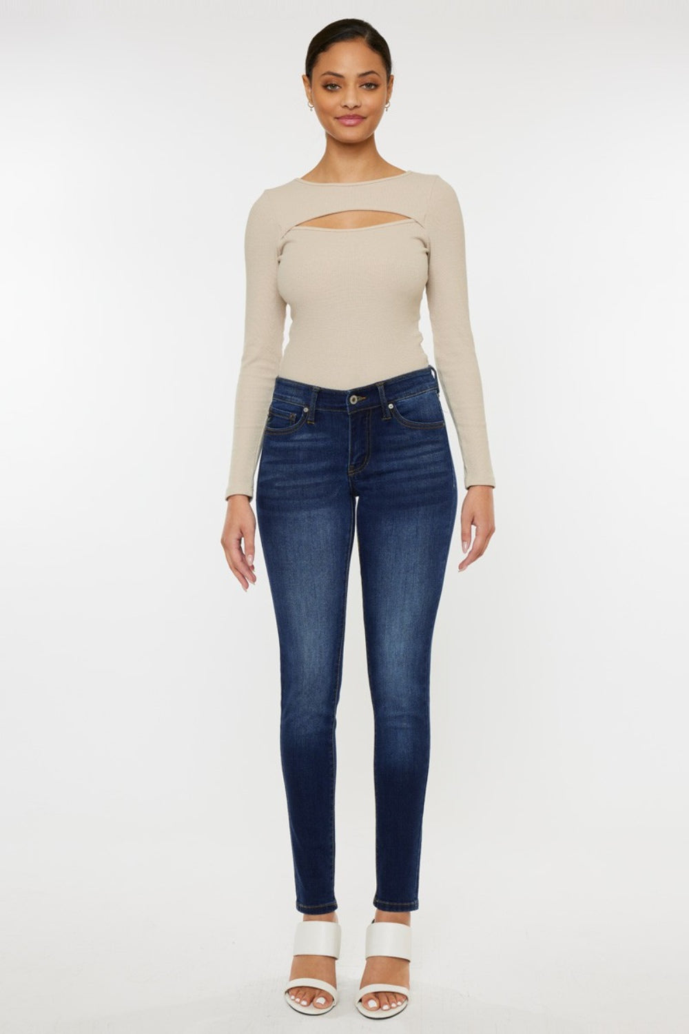 Kancan Women's Mid Rise Gradient Skinny Jeans - Stretch Denim Pants for Everyday Wear, Date Night & Casual Outfits