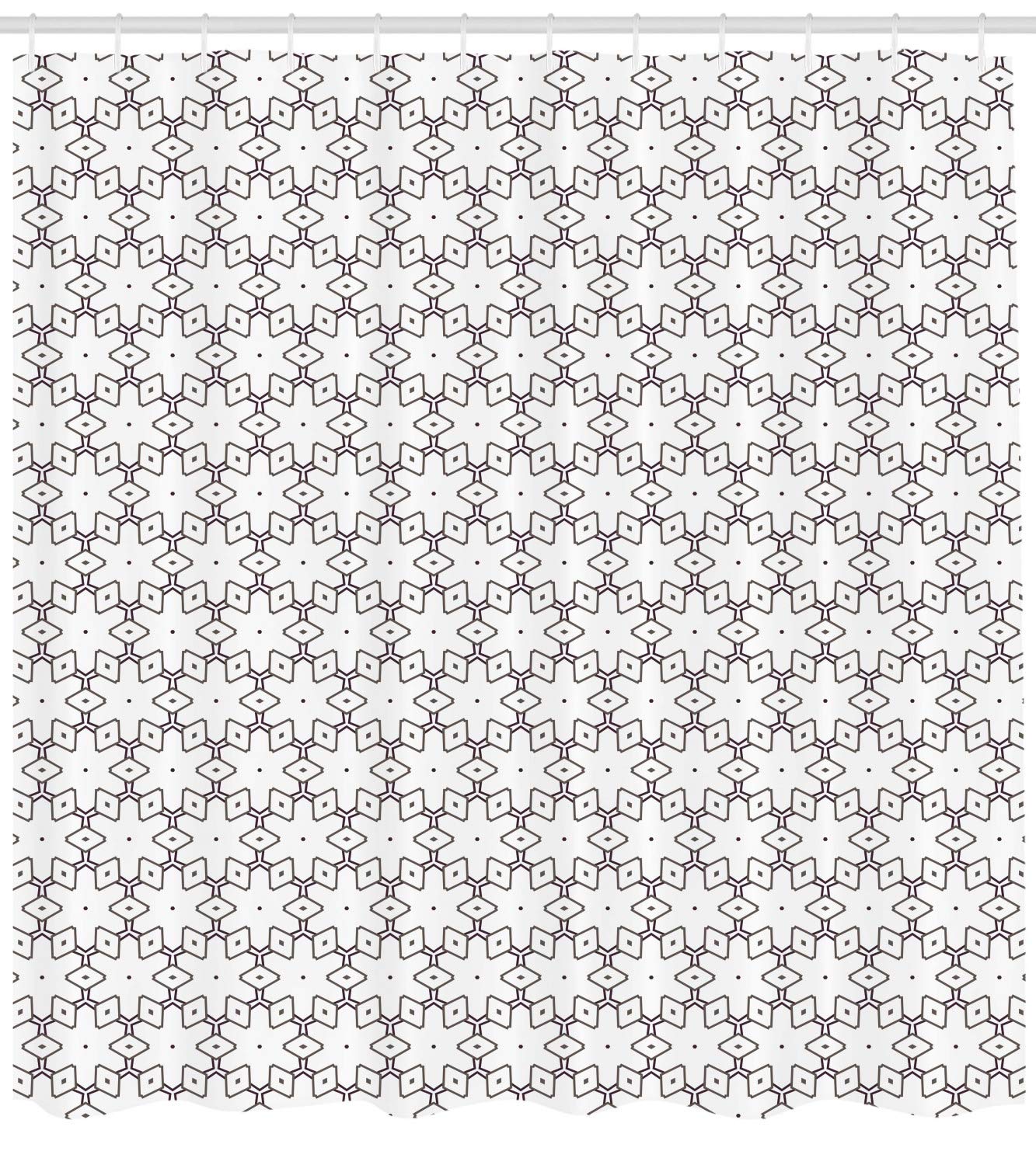 Ambesonne Vintage Shower Curtain - Geometric Pattern Bathroom Decor with Hooks, 69x70 Inches, White & Dark Mauve - Perfect for Modern & Boho Style Bathrooms