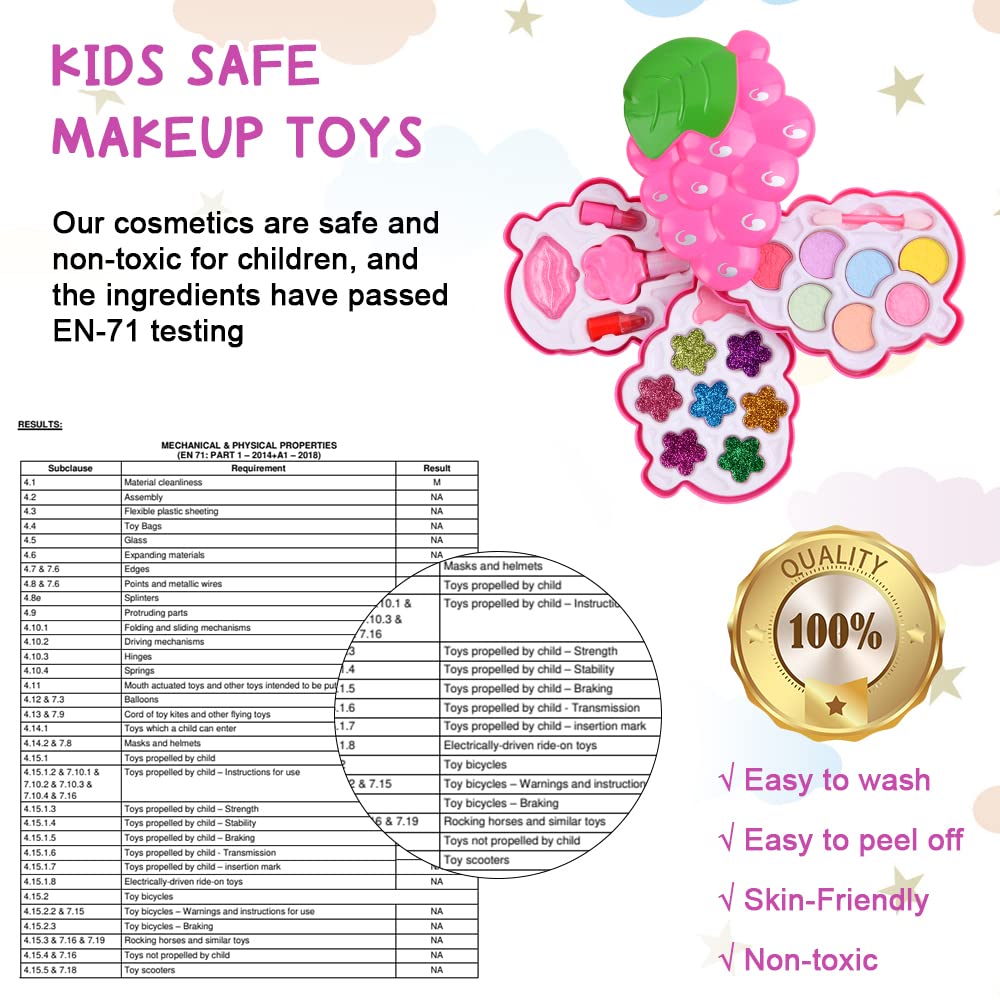 Aomig Kids Makeup Set for Girls - 25pcs Non-Toxic & Washable Toy Makeup Kit with Case, Safe Tested Cosmetic Toys - Perfect Birthday, Christmas & Halloween Gift for Girls - Great for Dress-Up, Pretend Play & Party Makeup Fun