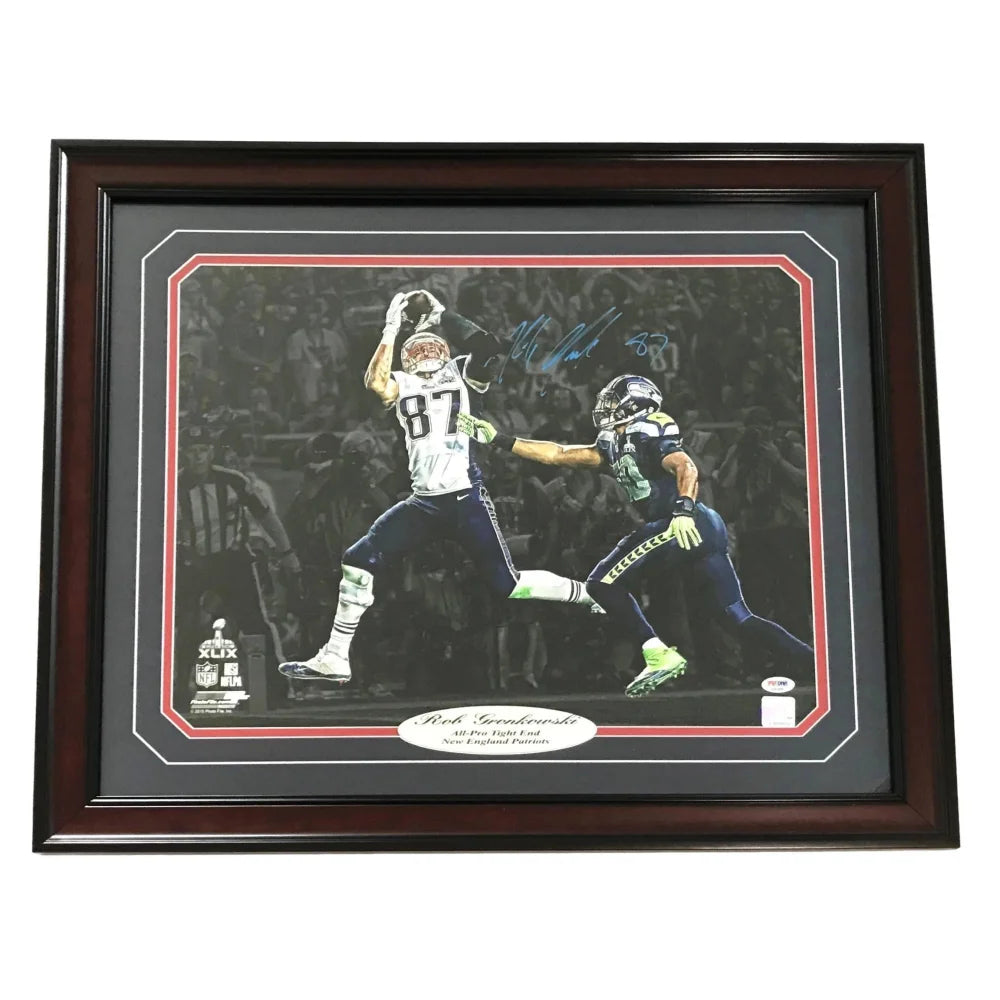 Authentic Rob Gronkowski Signed & Framed 16x20 Photo with PSA/DNA COA - New England Patriots Memorabilia for Sports Fans & Collectors - Perfect for Man Cave, Sports Bar, or Gift for Football Enthusiasts