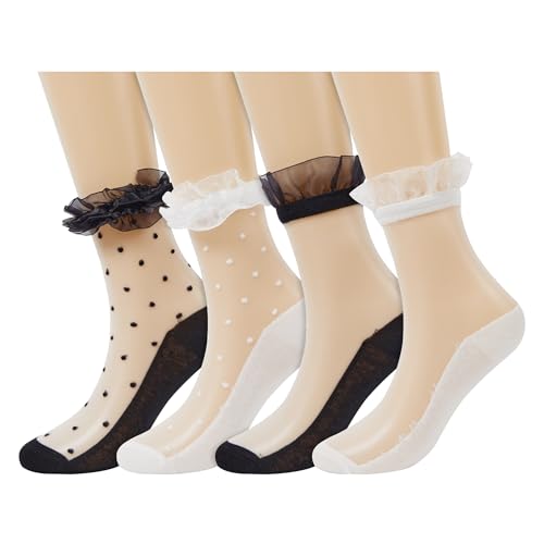 4 Pack-black White Ruffle Polka Dot
