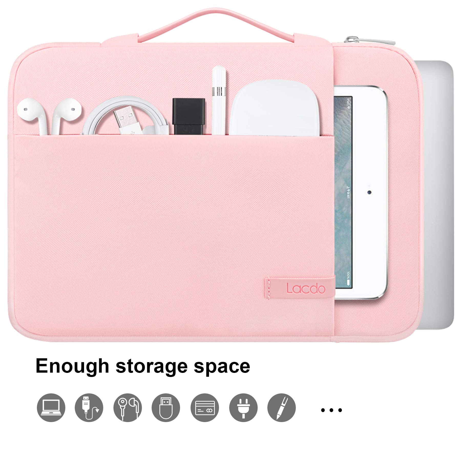 360° Protective Chromebook Case for 11-13 Inch Laptops - Compatible with Acer, HP, Lenovo, Dell, Samsung, ASUS Chromebook Spin 311 & Microsoft Surface Pro 11th Gen - Waterproof Laptop Sleeve with Copilot+PC Support - Pink Computer Bag for School, Office & Travel
