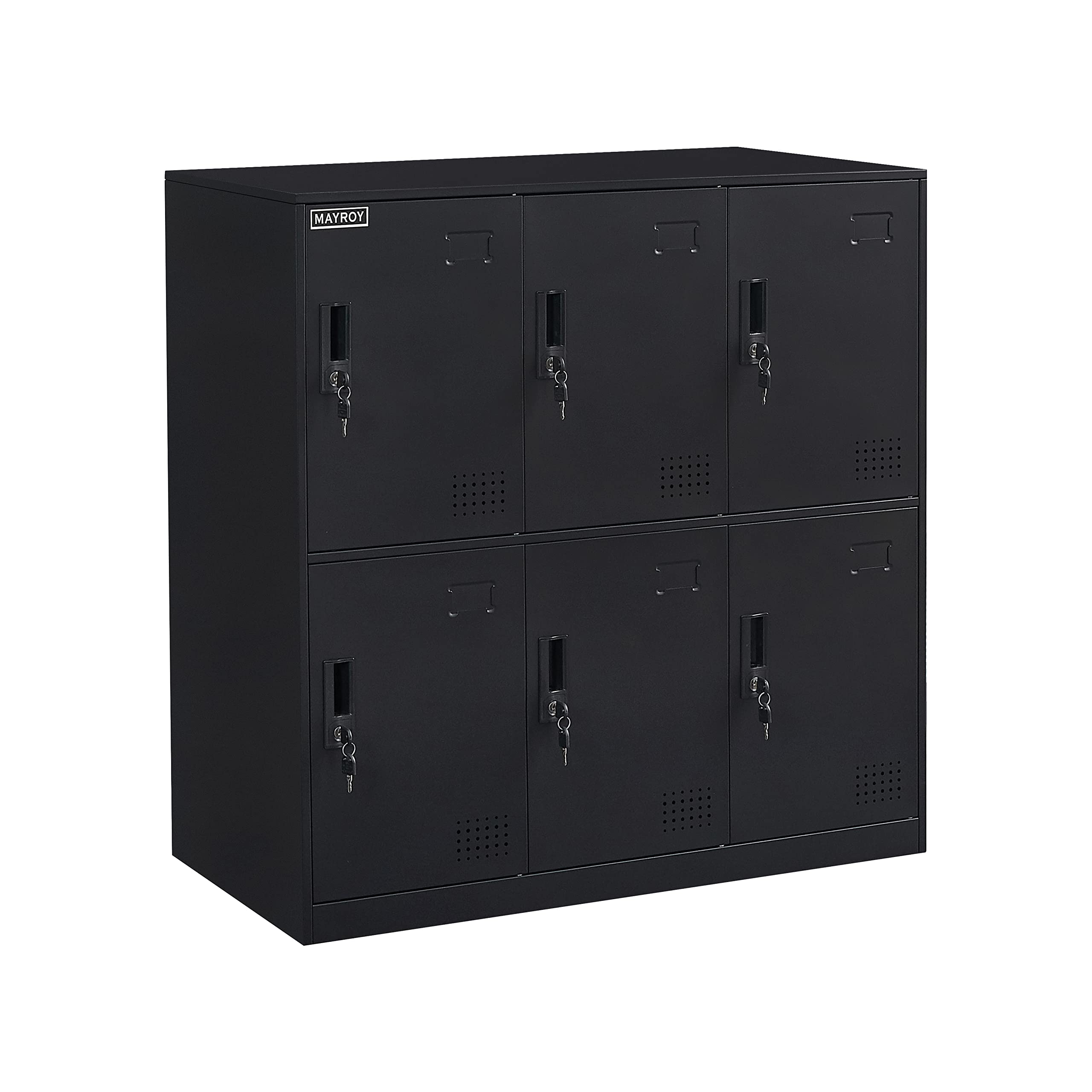 6-Door Metal Storage Locker Cabinet with Lock - Office, Home & School Organizer for Classroom, Gym, Kids Room & Playroom - Durable Black Storage Solution for Clothes, Books & Sports Equipment