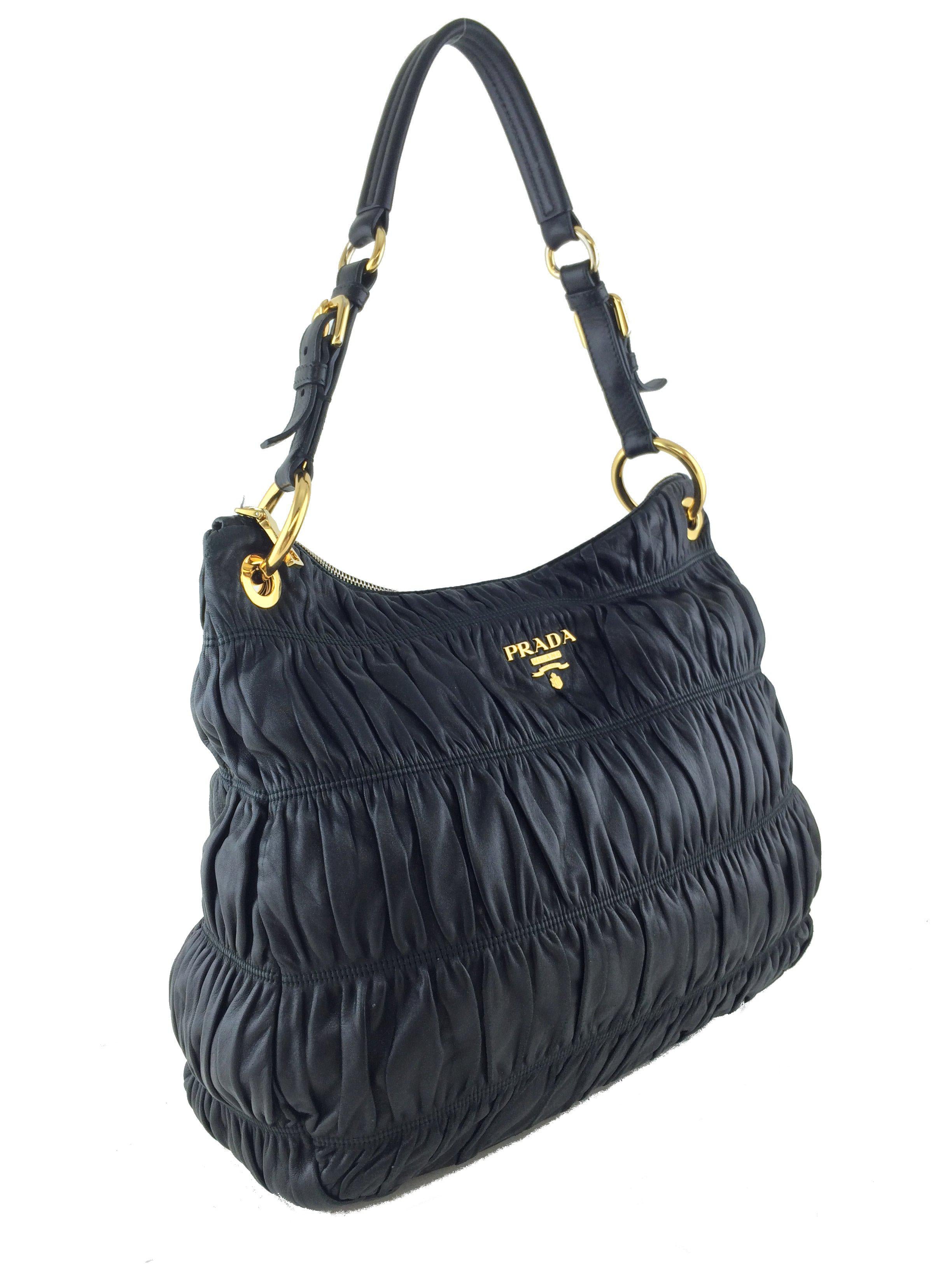 Prada Nappa Gaufre Zip Hobo Bag - Luxury Leather Shoulder Handbag for Women | Perfect for Work, Travel & Evening Events