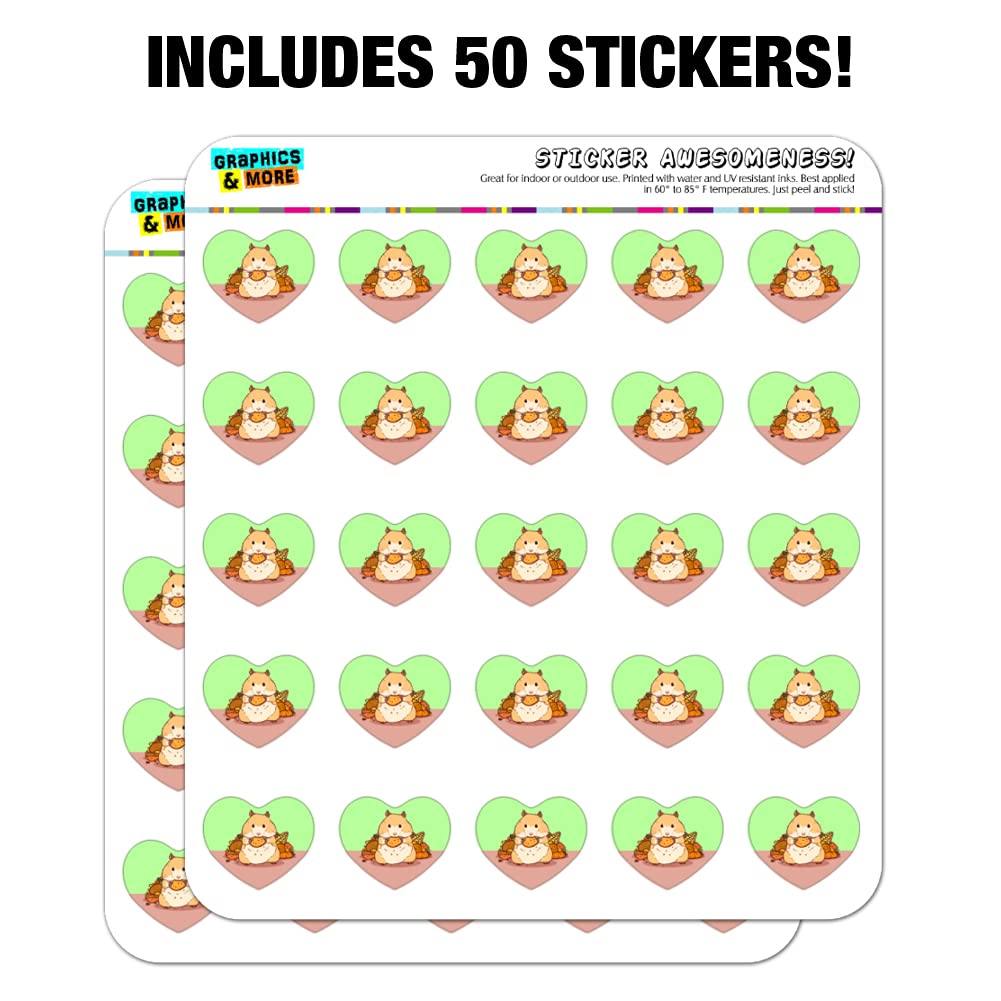 Heart-Shaped Hamster Eating Food Stickers - Cute Planner, Calendar & Scrapbook Decoration for Bullet Journals, DIY Crafts, and School Supplies