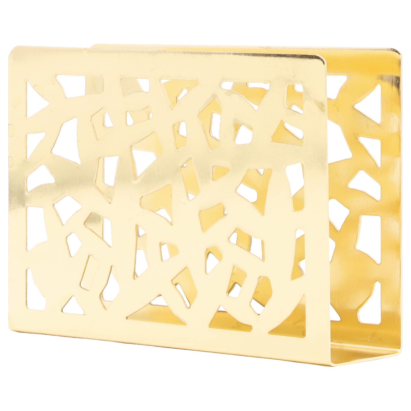 Modern Iron Vertical Hollow Pattern Napkin Holder - Gold Upright Napkin Stand for Restaurants, Kitchen Countertops & Dining Table Decor