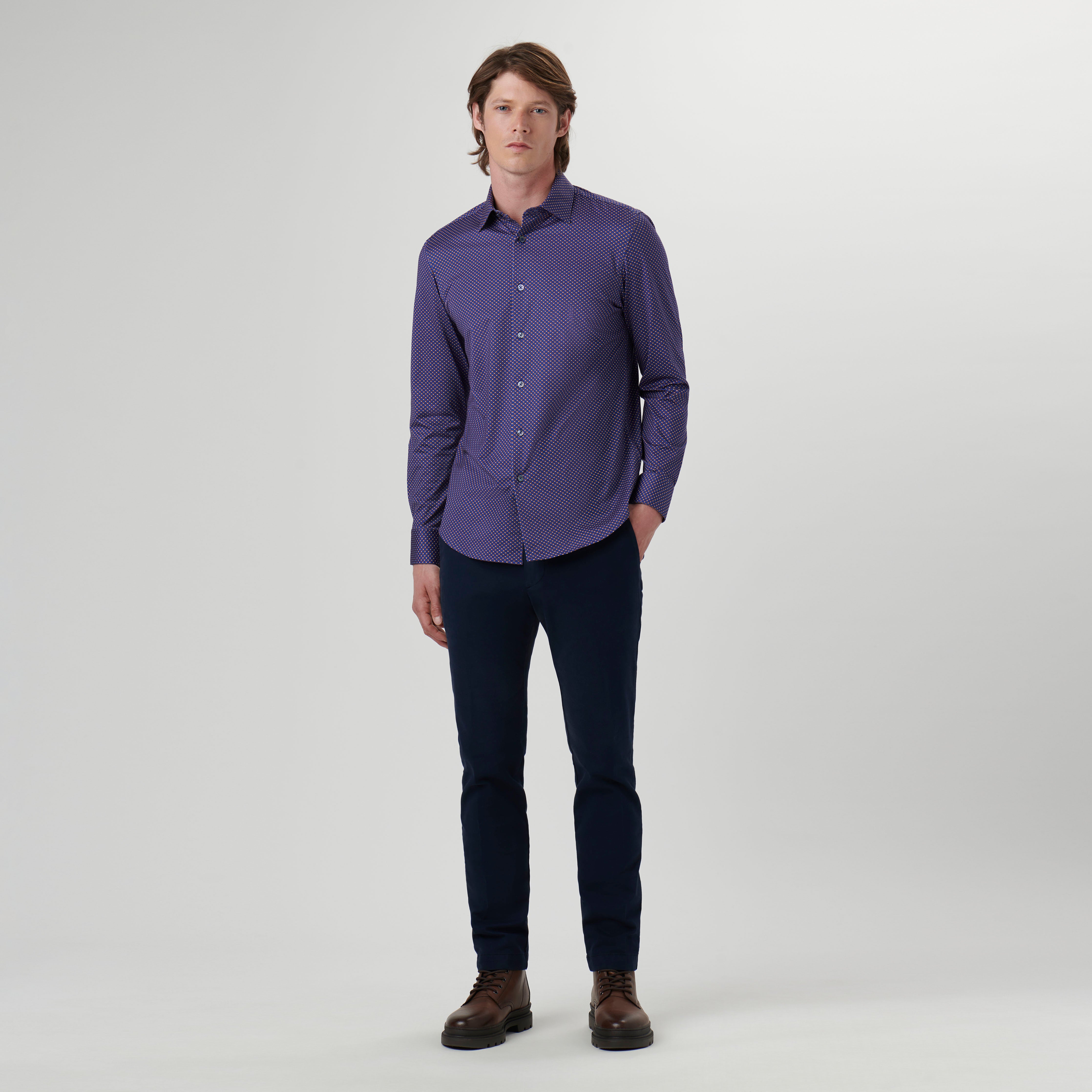 James Geometric Print Cotton Shirt for Men - Stylish Casual Button Down Shirt for Office, Date Night & Everyday Wear