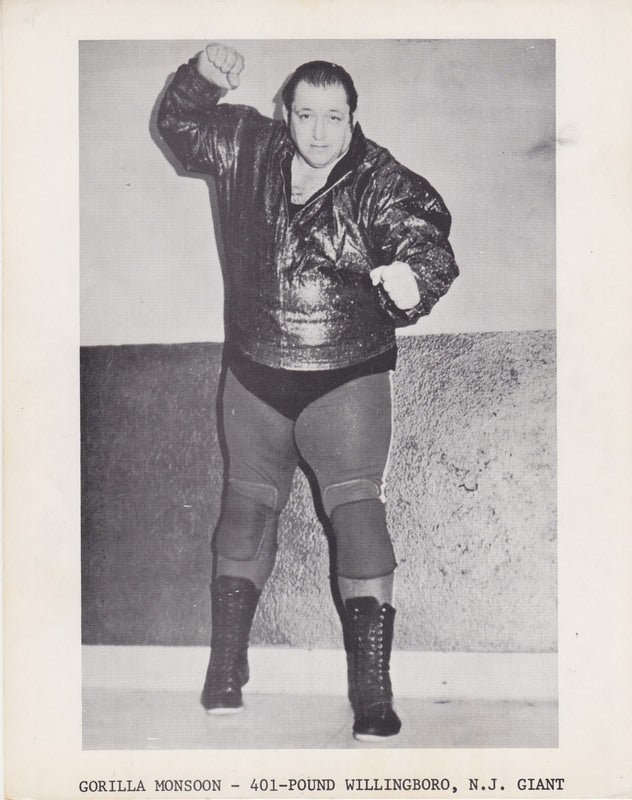 Vintage 1970s WWWF Gorilla Monsoon Wrestling Promo Photo - Rare Collectible Memorabilia for Wrestling Fans, Sports Decor & Man Cave Display
