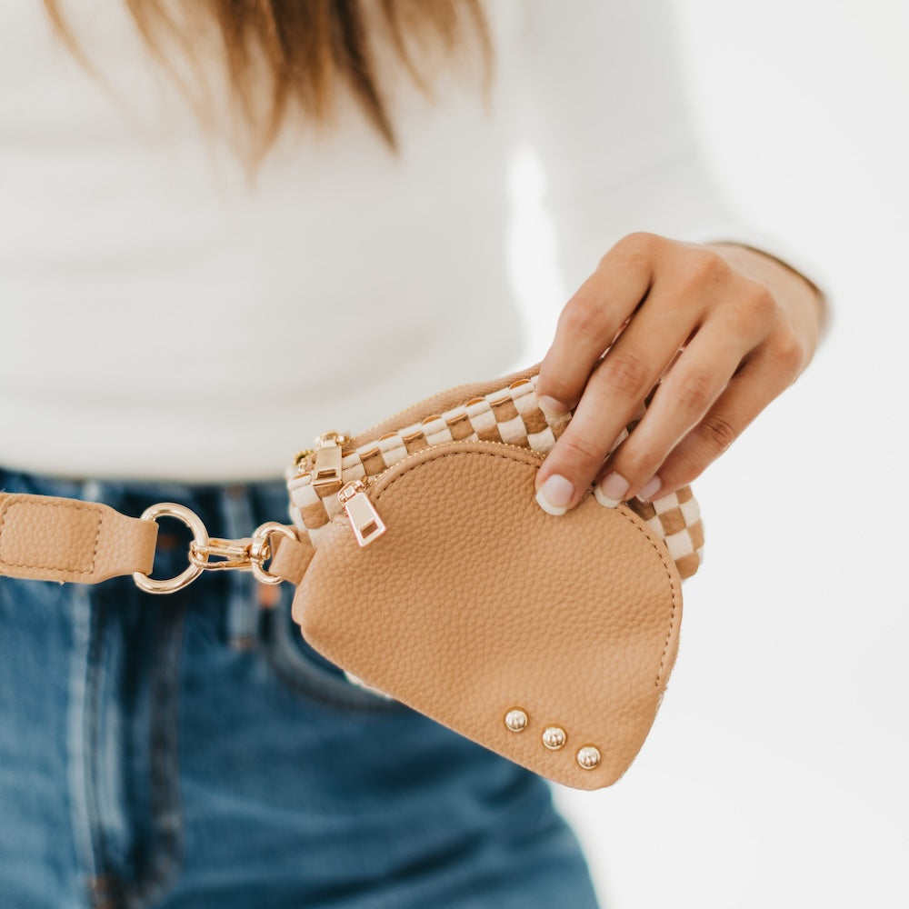 Wonderlust Woven Dual Pouch Wristlet - Stylish Crossbody Phone Wallet for Women - Perfect for Travel, Shopping & Everyday Use