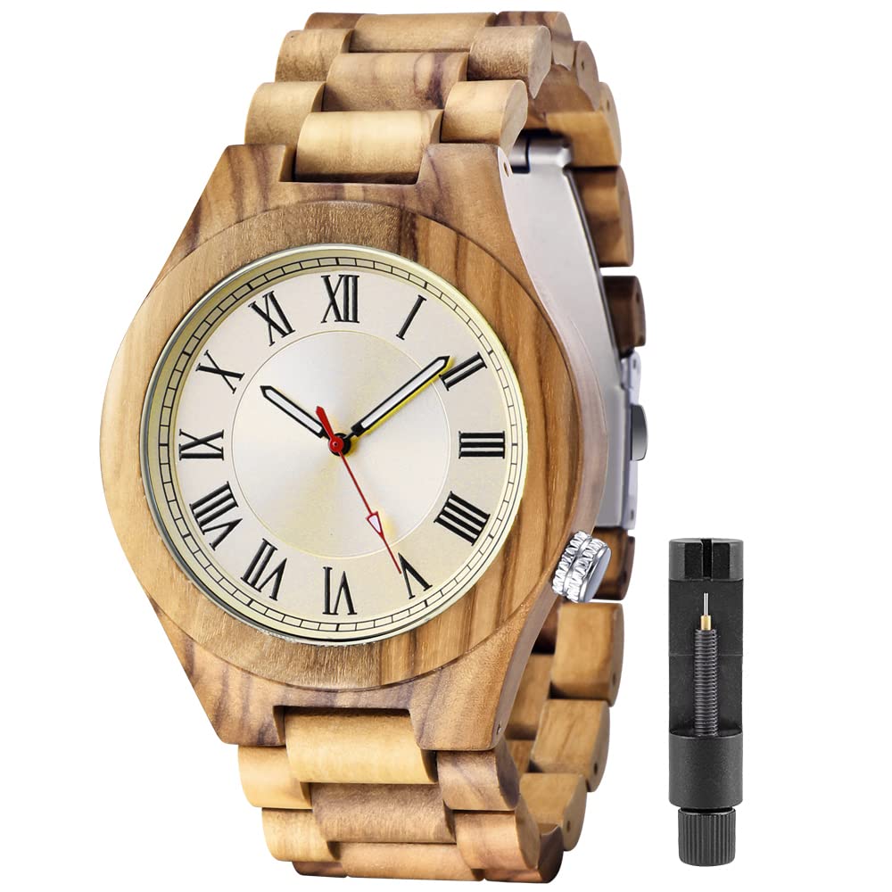 Tiong Brand Handmade Colorful Bamboo Wood Watch for Men - Analog Date Quartz Movement Wooden Wristwatch | Perfect for Outdoor Adventures, Casual Wear & Eco-Friendly Gifts