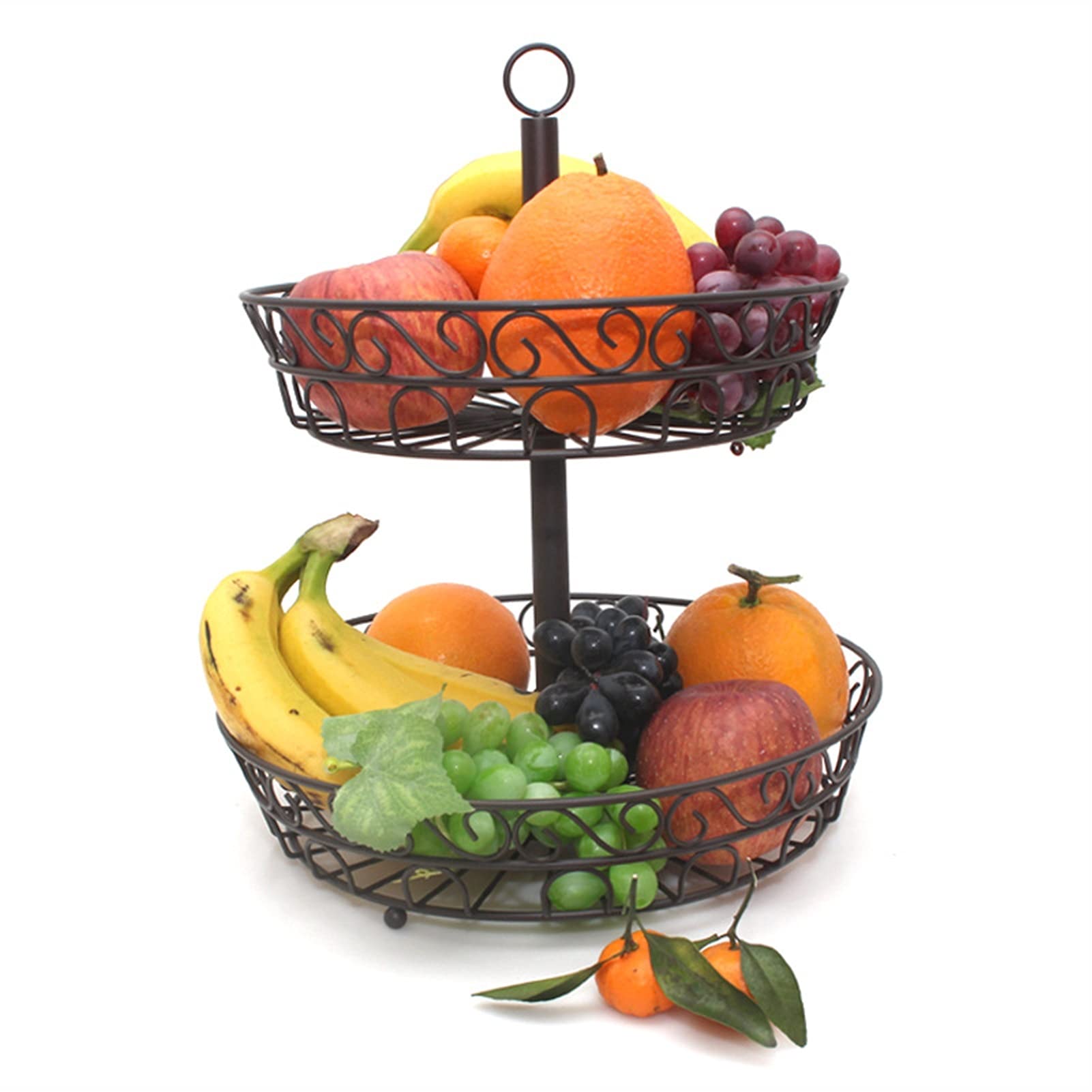 Nordic Style Double-Layer Metal Fruit Basket - Rustproof Vegetable Storage Organizer for Kitchen Counter & Dining Table Decor (Color: Black) | Perfect for Displaying Fruits, Vegetables, or as a Stylish Home Centerpiece