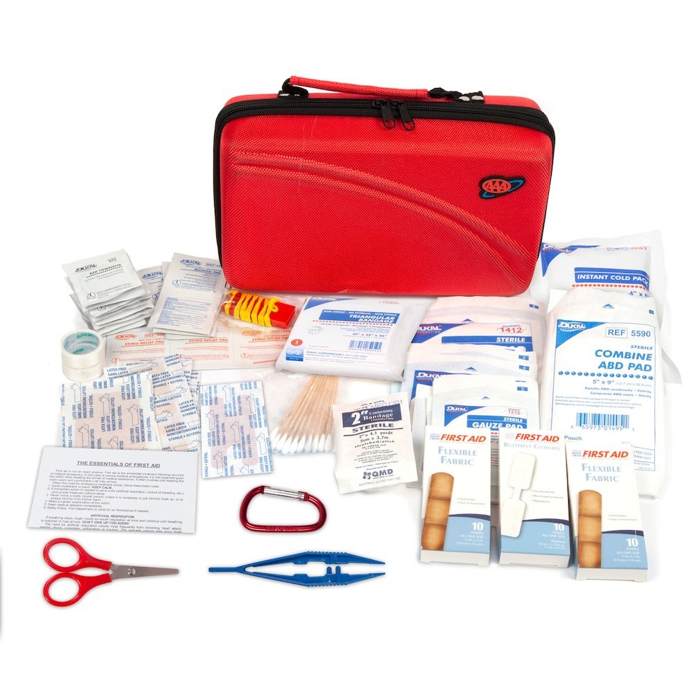 AAA Road Trip 121pc First Aid Kit - Premium Emergency Medical Supplies for Cars, Home & Travel | Compact Case of 4 for Family Safety & Outdoor Adventures
