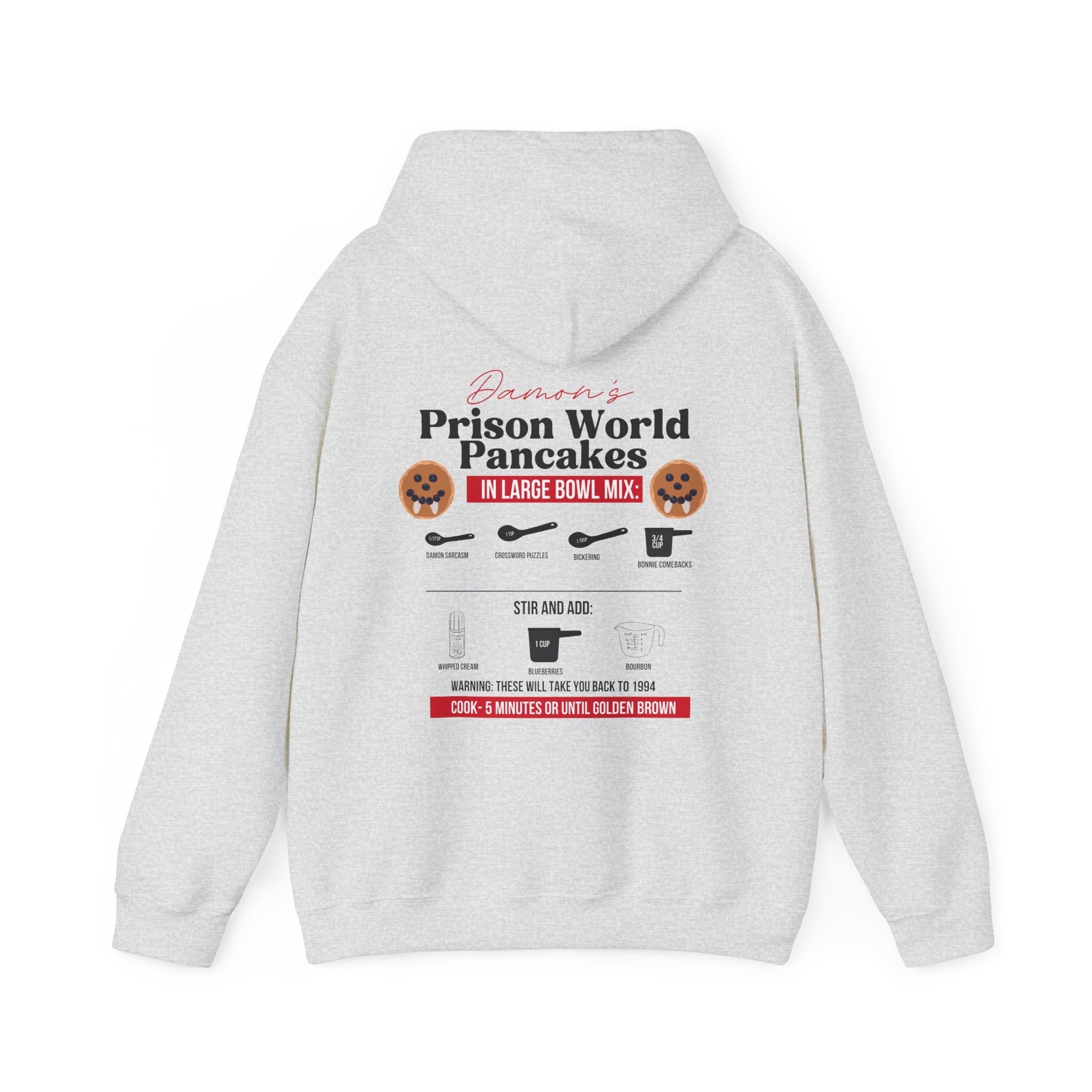 Damon Prison World Pancakes Hoodie - Trendy Unisex Pullover for Streetwear & Casual Outfits - Perfect for Urban Fashion, Skateboarding & Everyday Wear