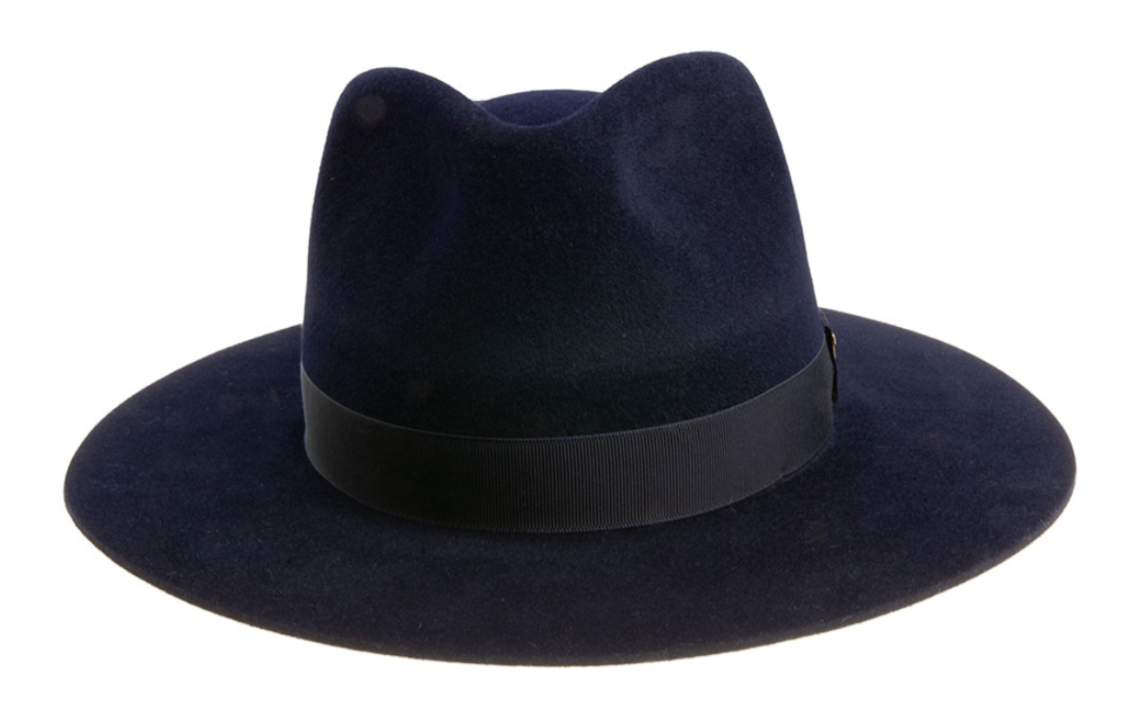 Premium Navy Blue Rabbit Fur Felt Fedora Hat with Velour Finish - Stylish Vintage Accessory for Men & Women, Perfect for Weddings, Parties & Outdoor Events