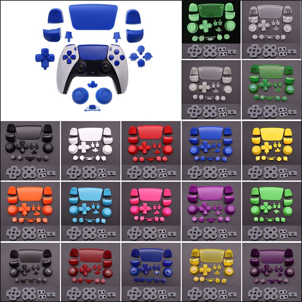 Premium Replacement Silicone Rubber Conductive Pad & Complete Joystick Set (D-Pad, R1/L1, R2/L2 Triggers, Bumpers, ABXY Buttons) for Sony PS5 Controller - Purple | Enhanced Gaming Performance & Precise Control for PS5 Controllers