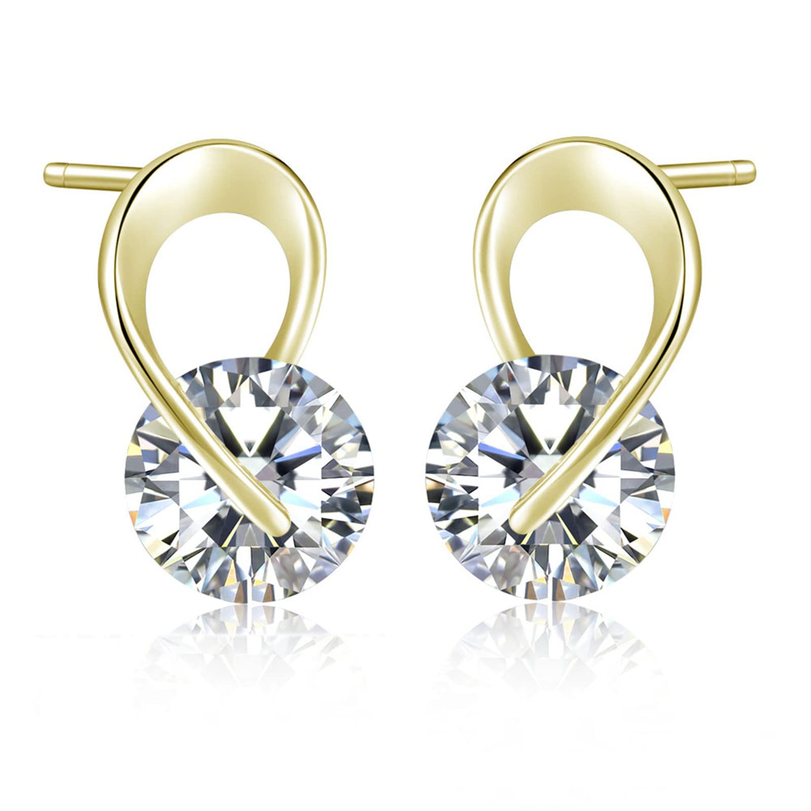 925 Sterling Silver Rhinestone & Zircon Stud Earrings for Women – Heart, Round & Disc Designs – Perfect Engagement Gift & Everyday Elegance (Wedding, Party, Date Night)