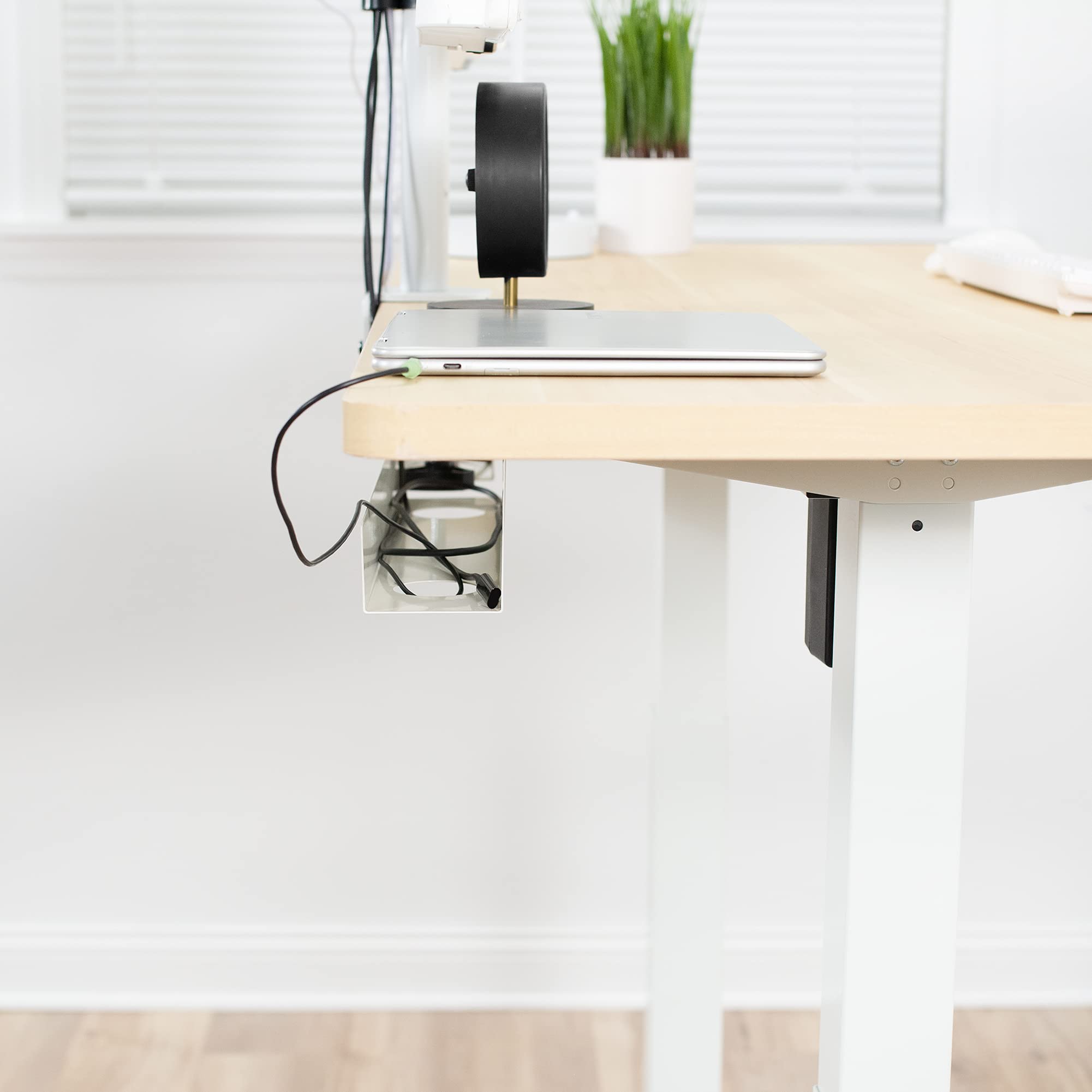 2 Pack VIVO Under Desk 17-Inch Cable Management Tray - White Cord Organizer for Home Office Desk Accessories | Perfect for Computer, TV, and Gaming Setup Wire Organization (Model DESK-AC06-2CW)