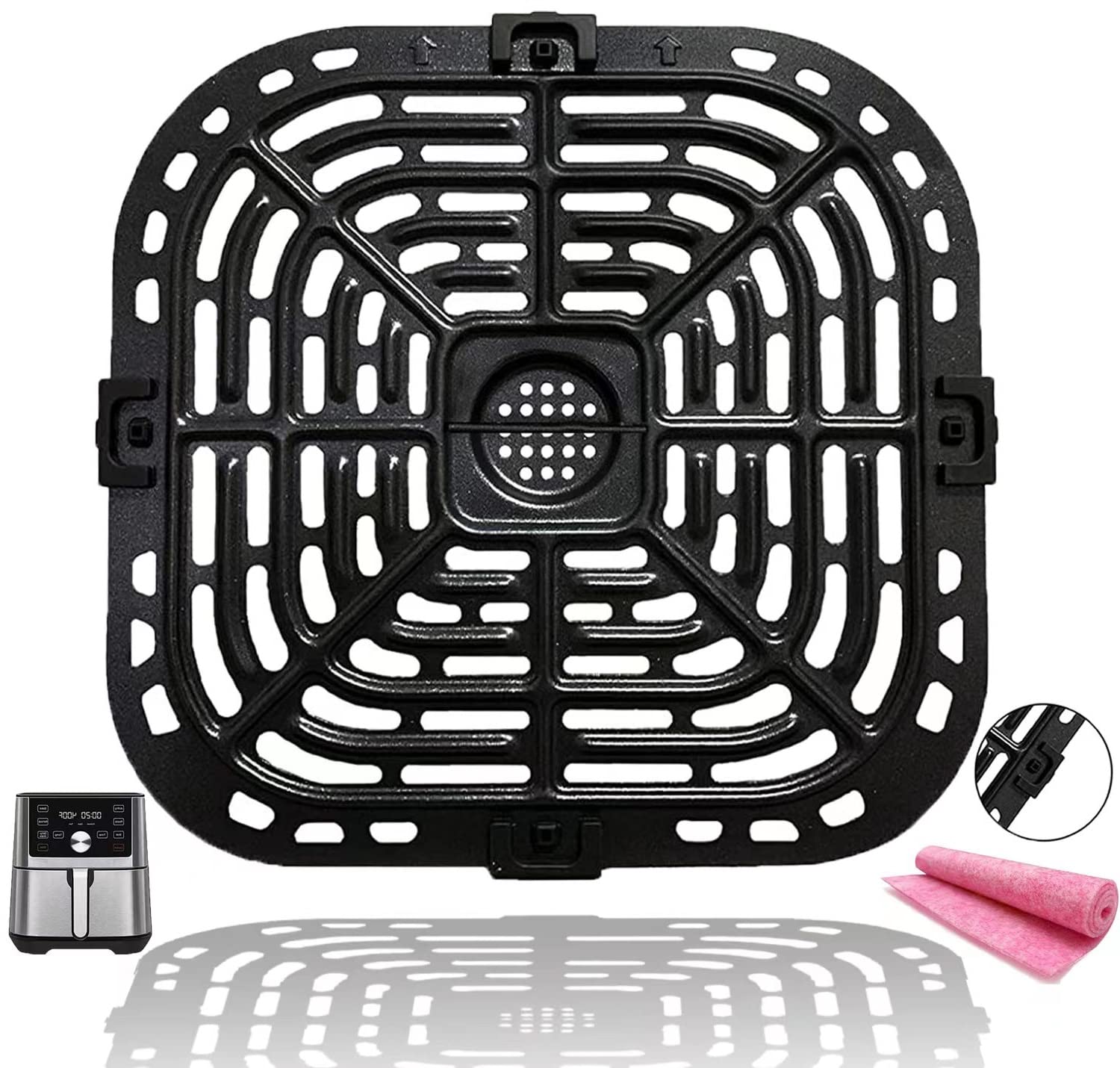 Instant Vortex Plus 6QT/5.7QT Air Fryer Replacement Tray - Premium Nonstick Double Layer Grate & Grill Plate - Compatible with Instant Air Fryers - Perfect for Healthy Frying, Roasting & Baking Chicken Wings, Fries & Vegetables