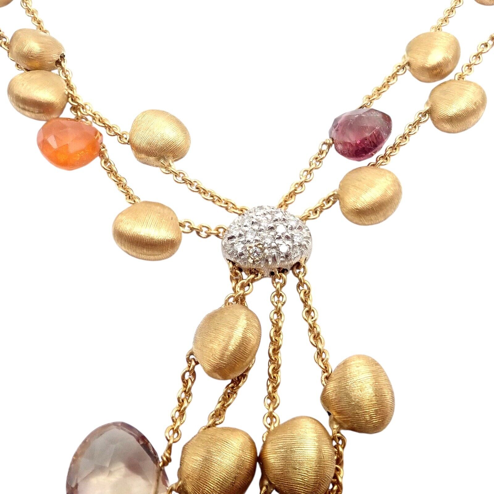 Authentic Marco Bicego 18k Yellow Gold Paradise Gemstone Diamond Necklace for Women - Elegant Jewelry Gift for Anniversary, Wedding & Special Occasions