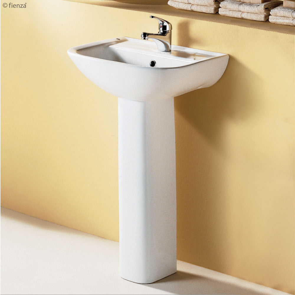 Fienza 610131W RAK Lara White Pedestal Bathroom Sink Basin - Modern Vanity for Bathroom & Powder Room Renovation