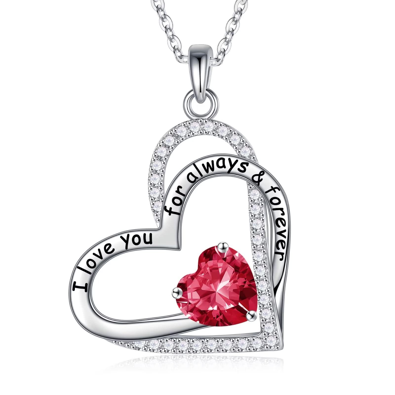 925 Sterling Silver Birthstone Necklace for Women - Personalized Jewelry Gift for Wife, Girlfriend, Mom | Elegant Birthday, Anniversary & Mother's Day Present