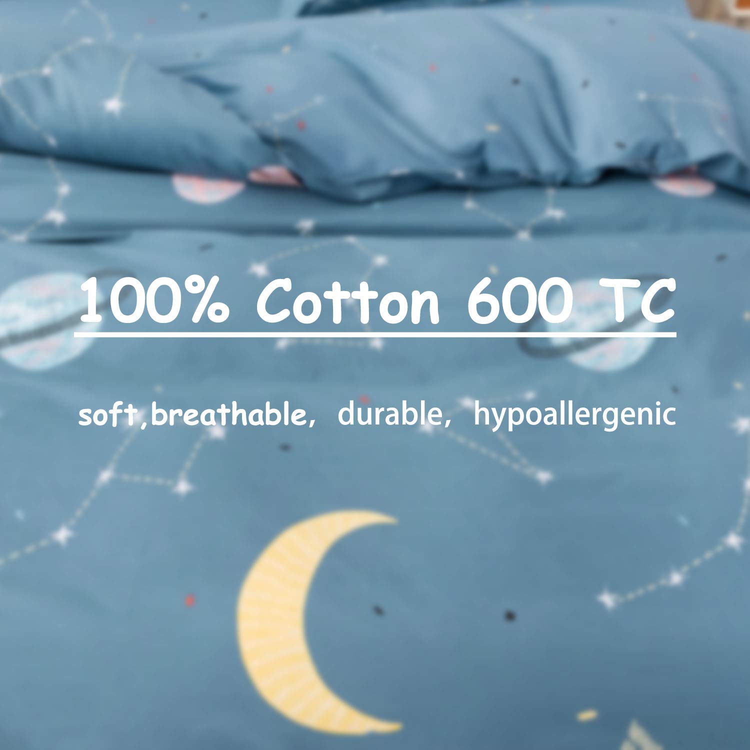 FADFAY 100% Cotton Twin XL Duvet Cover Set - Outer Space Galaxy Print with Zipper Closure | Blue Constellation Bedding for College Dorm Rooms | Soft & Breathable Cotton Comforter Cover (No Filling) | Perfect for Teen Bedrooms, Astronomy Lovers & Space-Themed Decor