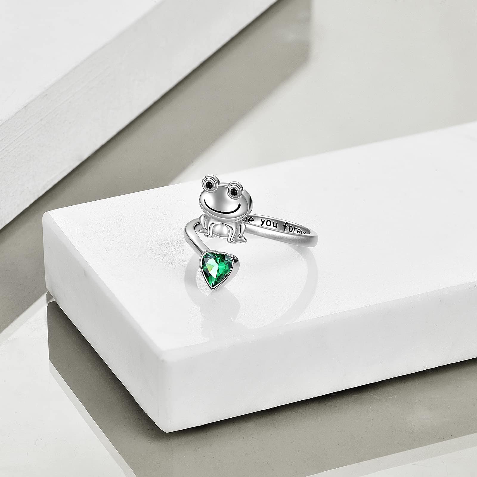 POPLYKE 925 Sterling Silver Anxiety Rings for Women & Men - Frog, Wolf, Dragonfly, Hummingbird, Fox, Elephant, Panda, Red Panda & Angel Wings Designs - Open Adjustable Rings for Stress Relief & Fashion Jewelry - Perfect for Gifts, Daily Wear & Meditation Accessories