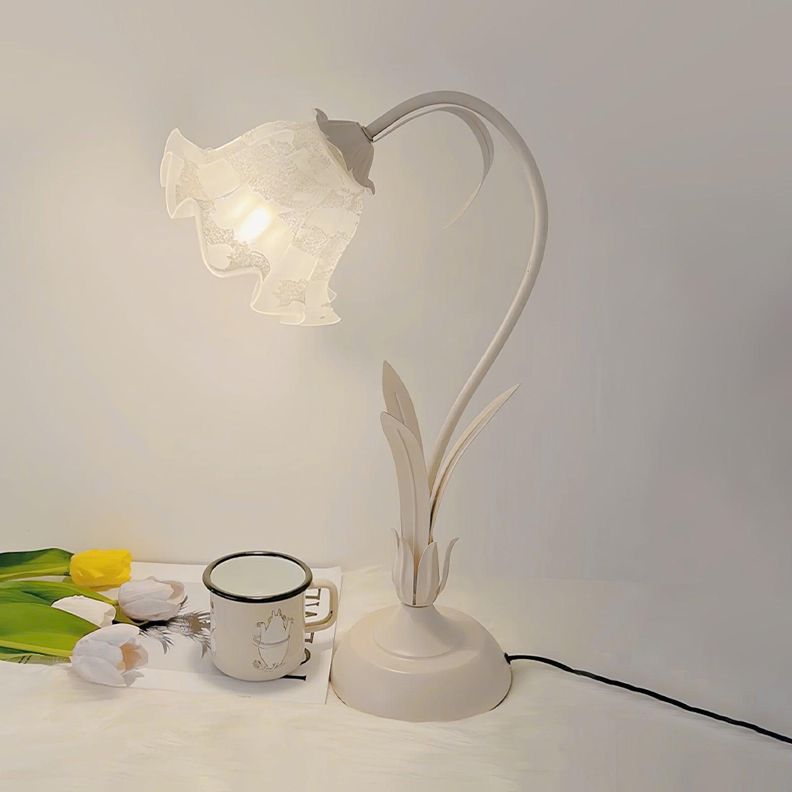 Lily of the Valley Table Lamp - Elegant Floral Bedside Lighting for Bedroom, Living Room & Office Decor - Perfect for Reading, Relaxing & Creating Cozy Ambience