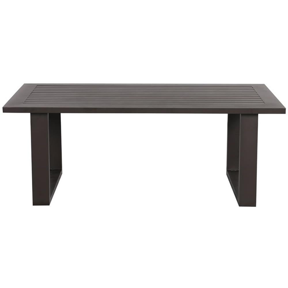 Teva Furniture Atlantis Modern Aluminum Frame Coffee Table - Brown Wood Top for Living Room, Lounge & Office Decor
