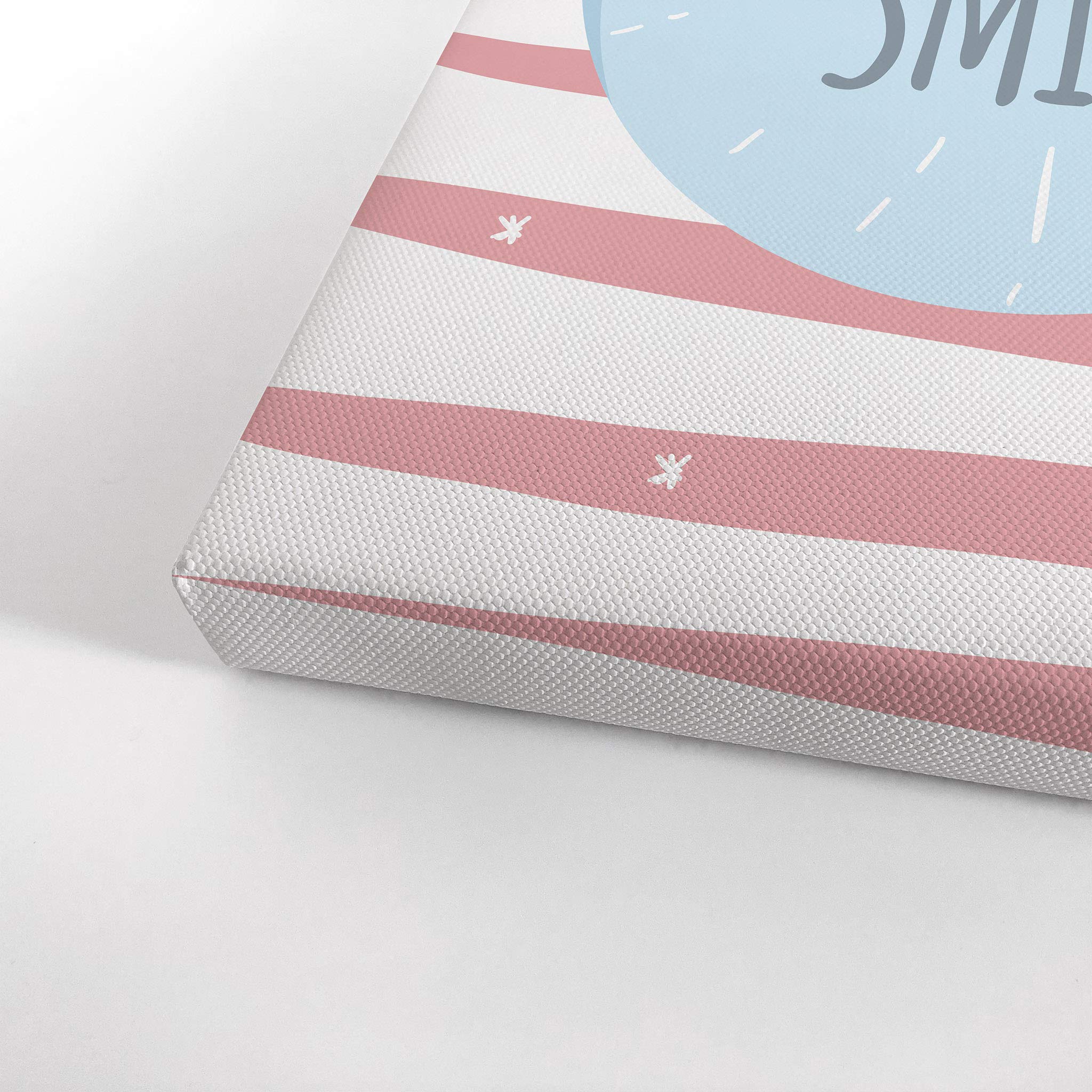 Smile Art Design Let's Smile Lettering Pink and White Canvas Print - Kids Room Decor, Nursery Wall Art, Baby Room Decoration - Ready to Hang 22x15 Inches - Made in USA - Perfect for Children's Bedrooms, Playrooms & Daycare Centers
