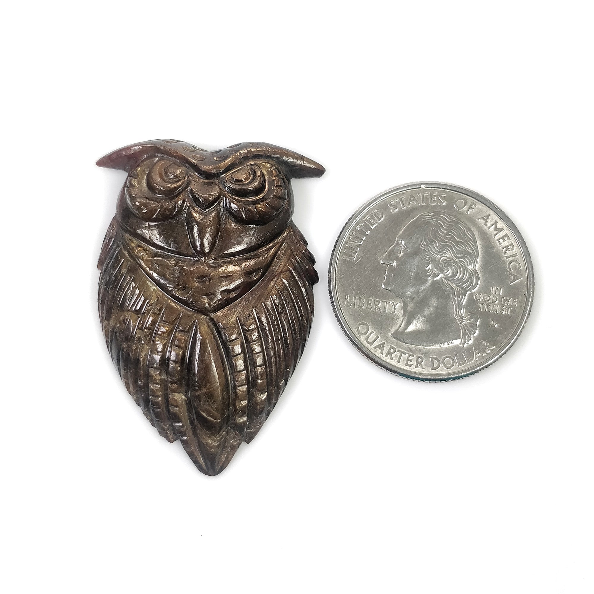 Natural Untreated Golden Brown Chocolate Sapphire Gemstone Carving - 69.50cts Hand Carved Owl 40x25mm (Video Included) | Unique Jewelry Making, Collector's Item, Spiritual Gift