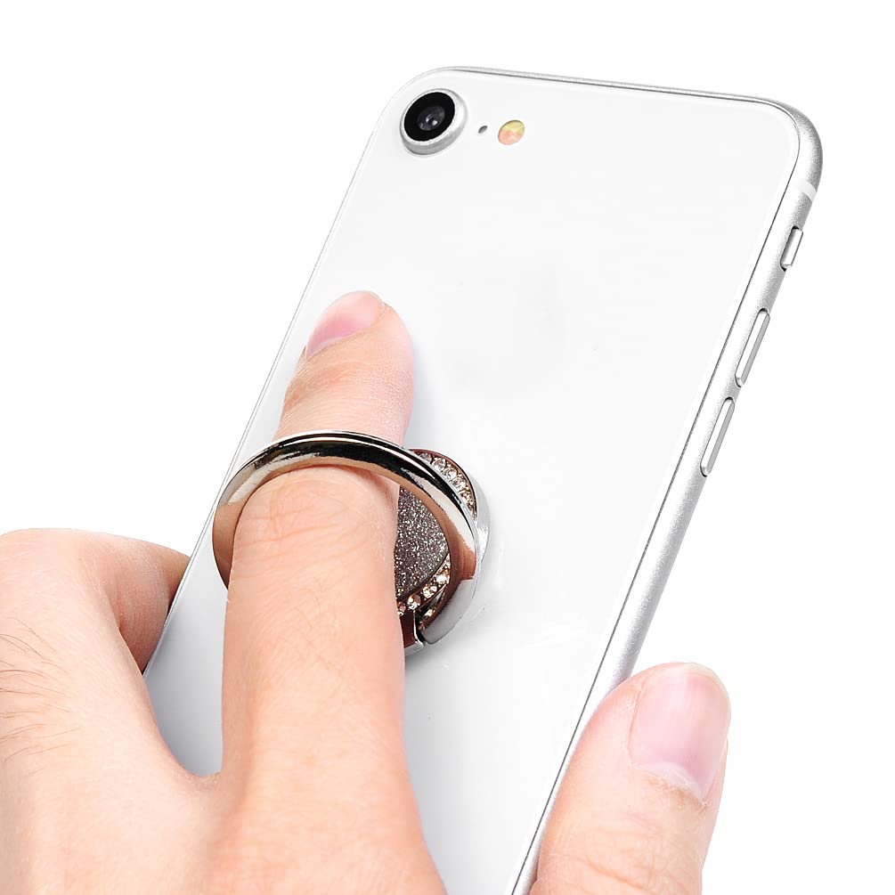 Mavis's Diary Bling Cell Phone Ring Stand Holder - Universal 360° Rotation Metal Buckle Tablet Finger Grip Kickstand for iPhone, Galaxy, LG, Google, Moto & All Smartphones (Silver) - Perfect for Work, Travel, and Video Calls