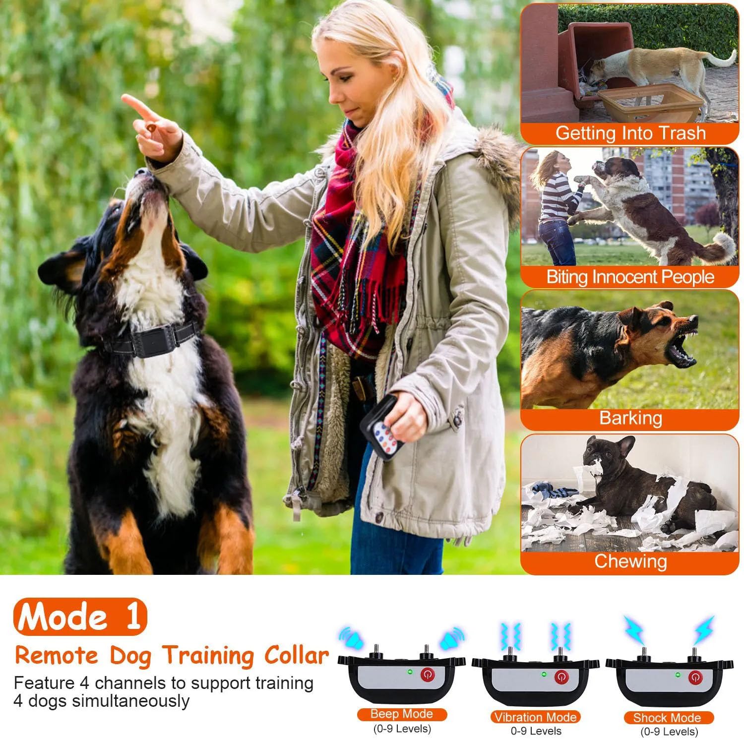 **2024 Wireless Dog Fence System - 856-Acre Coverage, Waterproof & Rechargeable Training Collar with Remote - 3 Training Modes for All Dogs - Ideal for Large Yards, Farms, and Pet Safety (Up to 4 Dogs)**