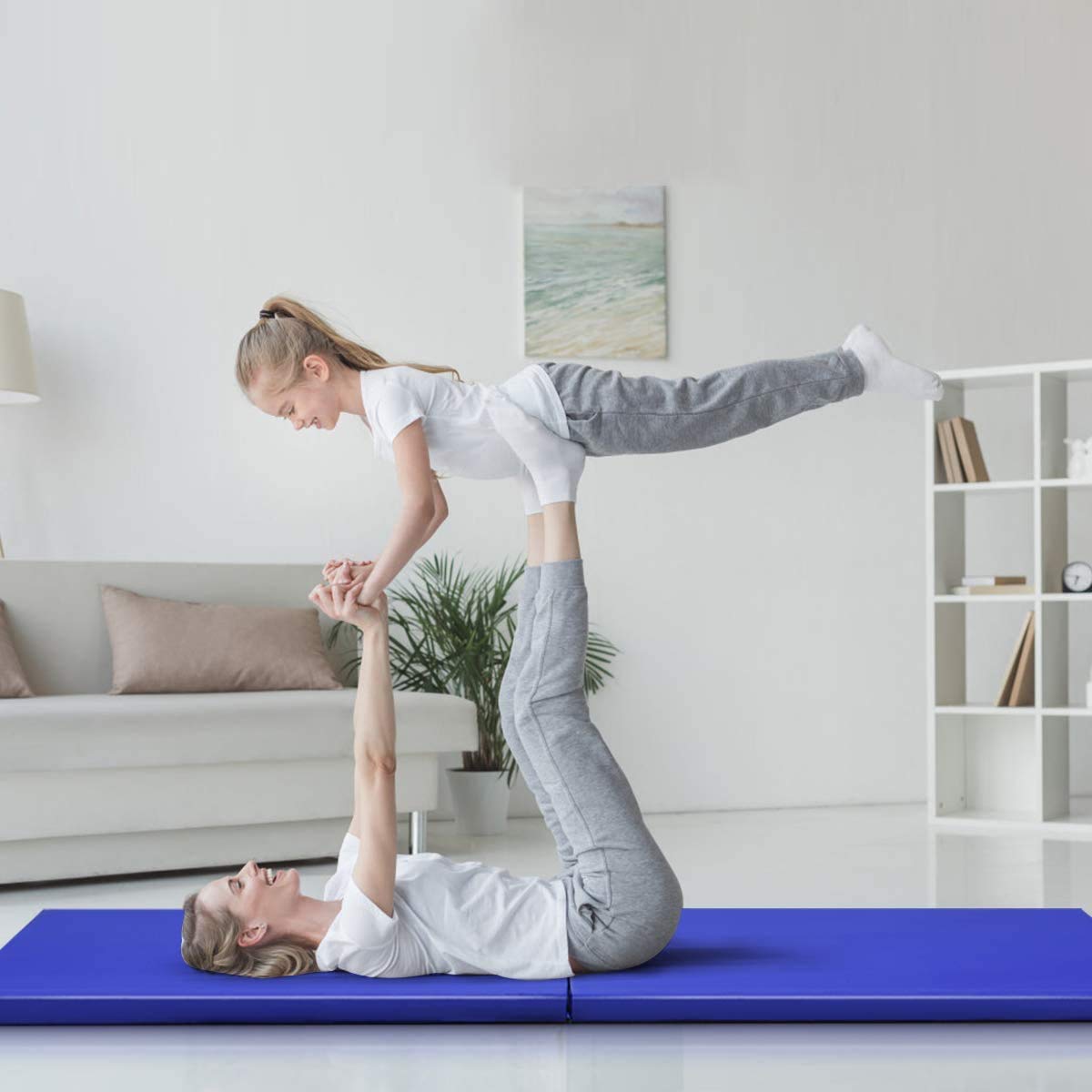 ReunionG 2-Inch Thick Folding Exercise Mat - Non-Slip Gymnastics & Tumbling Mat with Carrying Handles & Hook & Loop Fasteners - Ideal for Home Gym, MMA Training, Yoga, Martial Arts & Aerobics Workouts