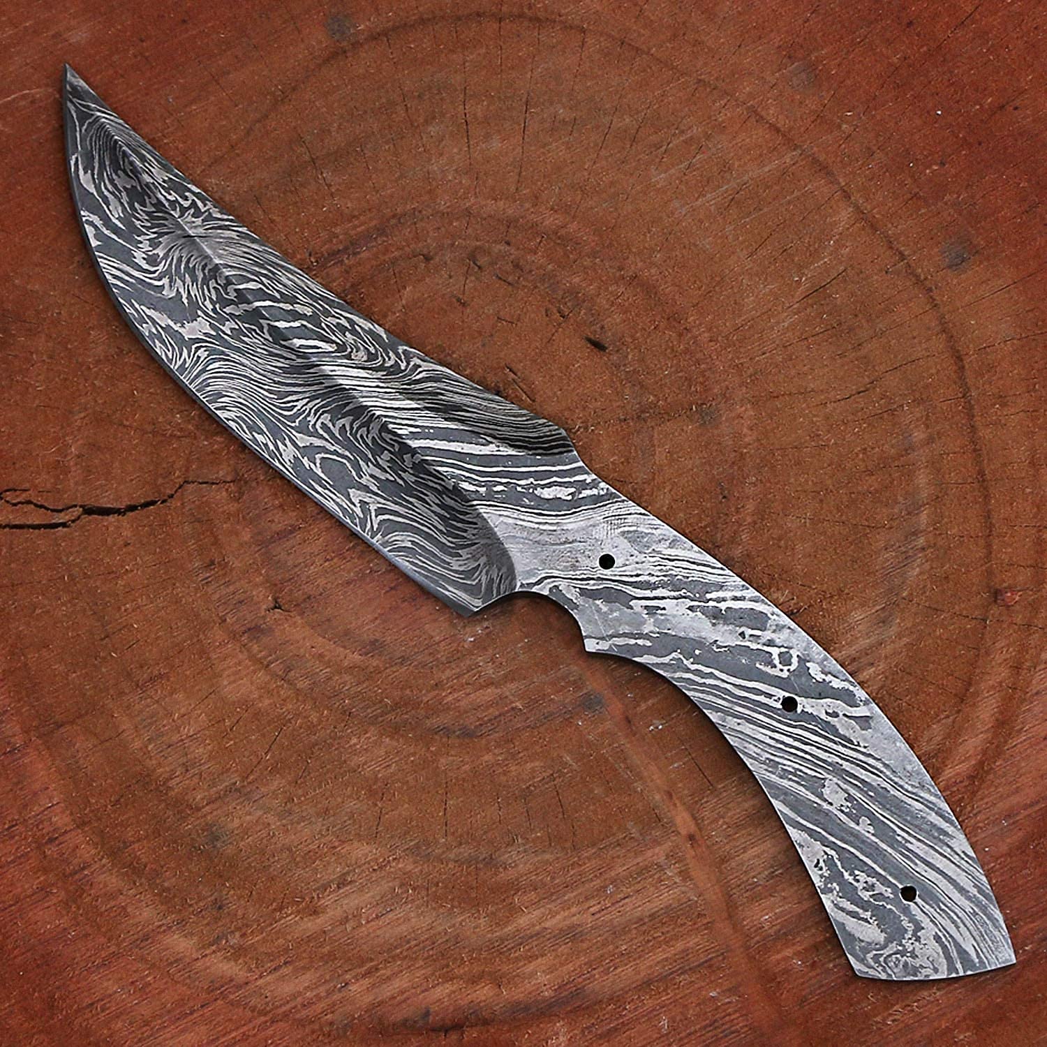 Handmade Damascus Steel Hunting Knife Blank Blade - Fire Storm Pattern 9.5 Inches - High Carbon Steel Knife Making Supplies - Perfect for Bushcraft, Survival, and Outdoor Adventures