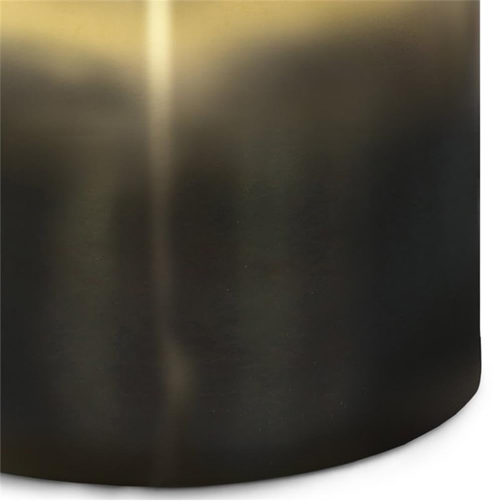 Boho Round End Table for Living Room & Bedroom - Small Space Metal Nightstand with Gold & Black Gradient - Perfect for Sofa Side, Bedside, or Telephone Table in Rustic Home Decor