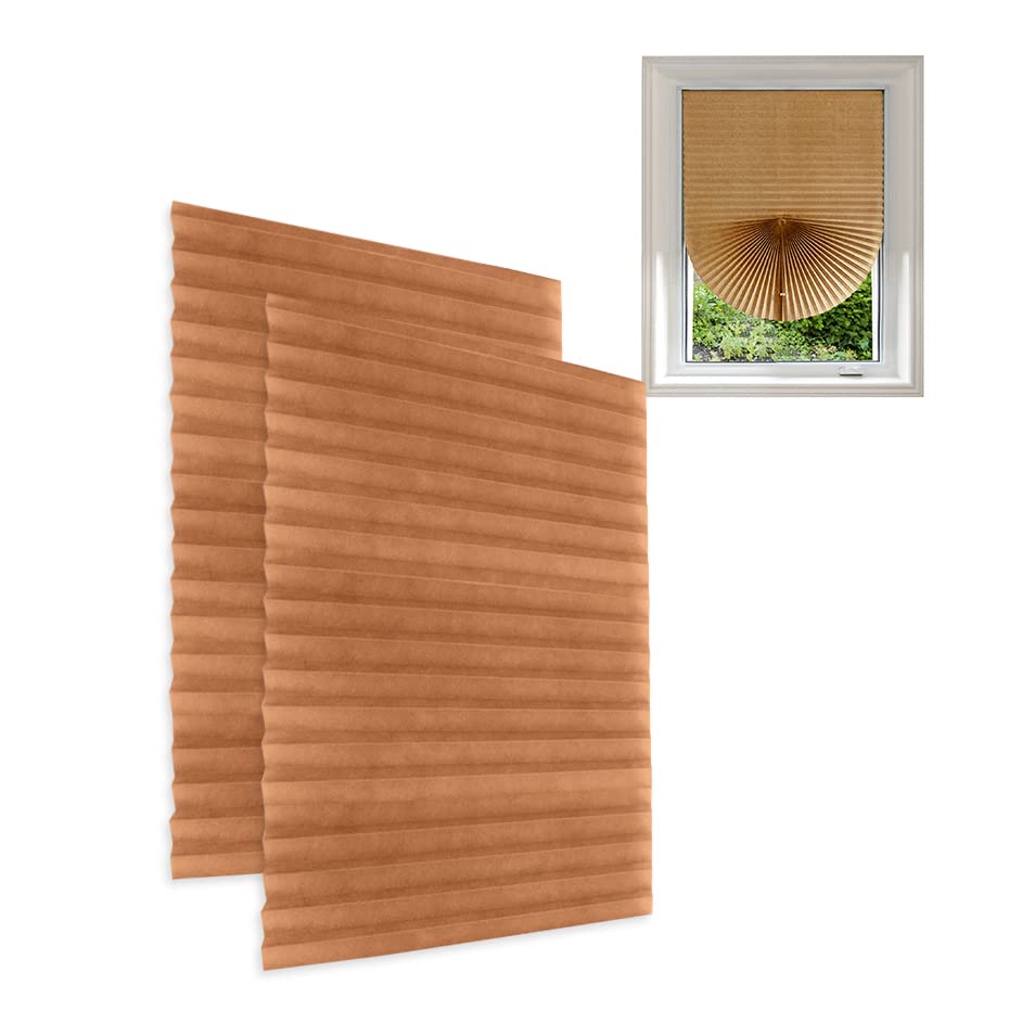 Blackout Window Shades Cordless 2 Pack - No Drill Pleated Blinds, Non-Woven Fabric, Easy to Install & Cut - Perfect for Bedrooms, Nursery & Home Theater Light Control